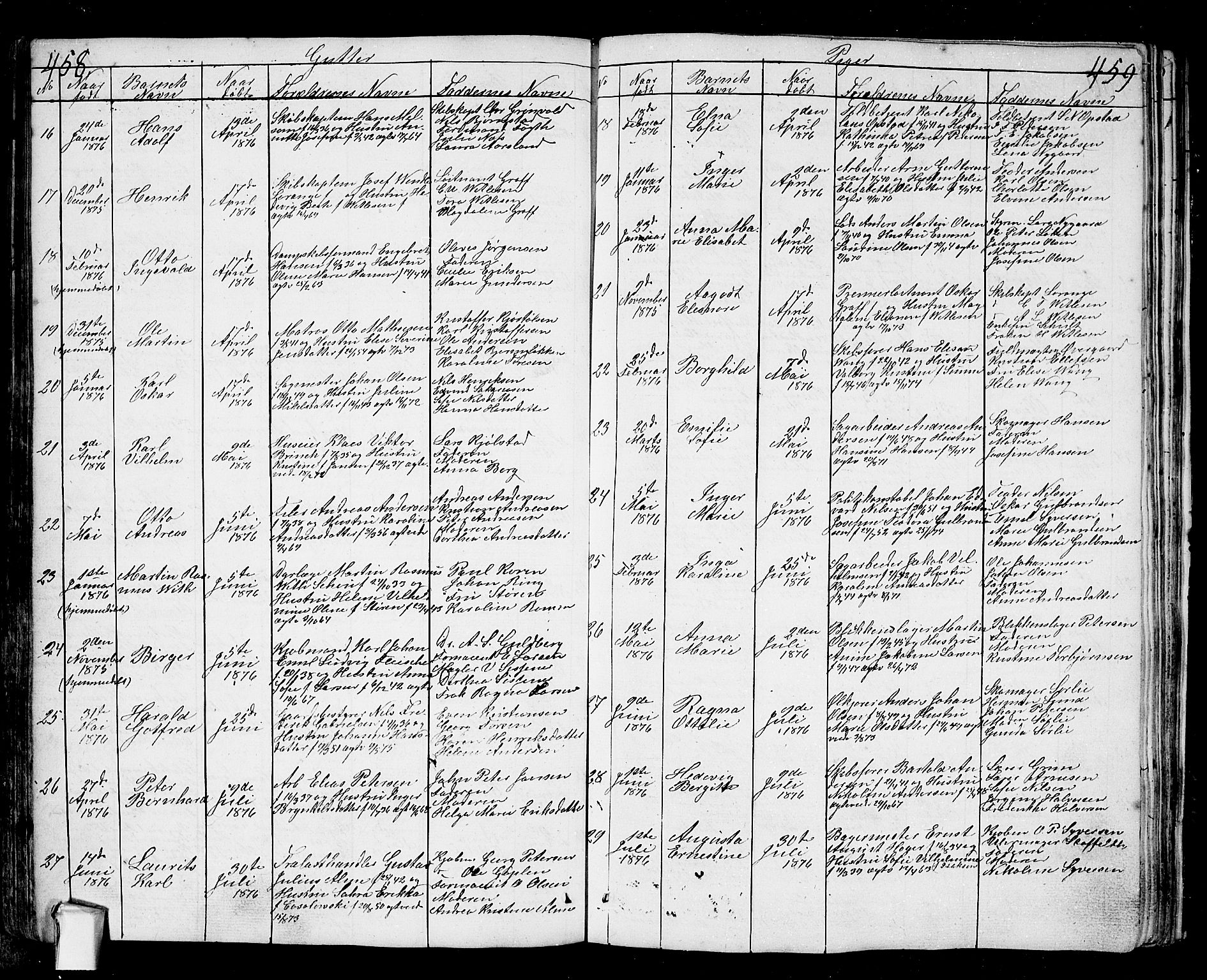 Fredrikstad prestekontor Kirkebøker, AV/SAO-A-11082/G/Ga/L0001: Parish register (copy) no. 1, 1824-1879, p. 458-459