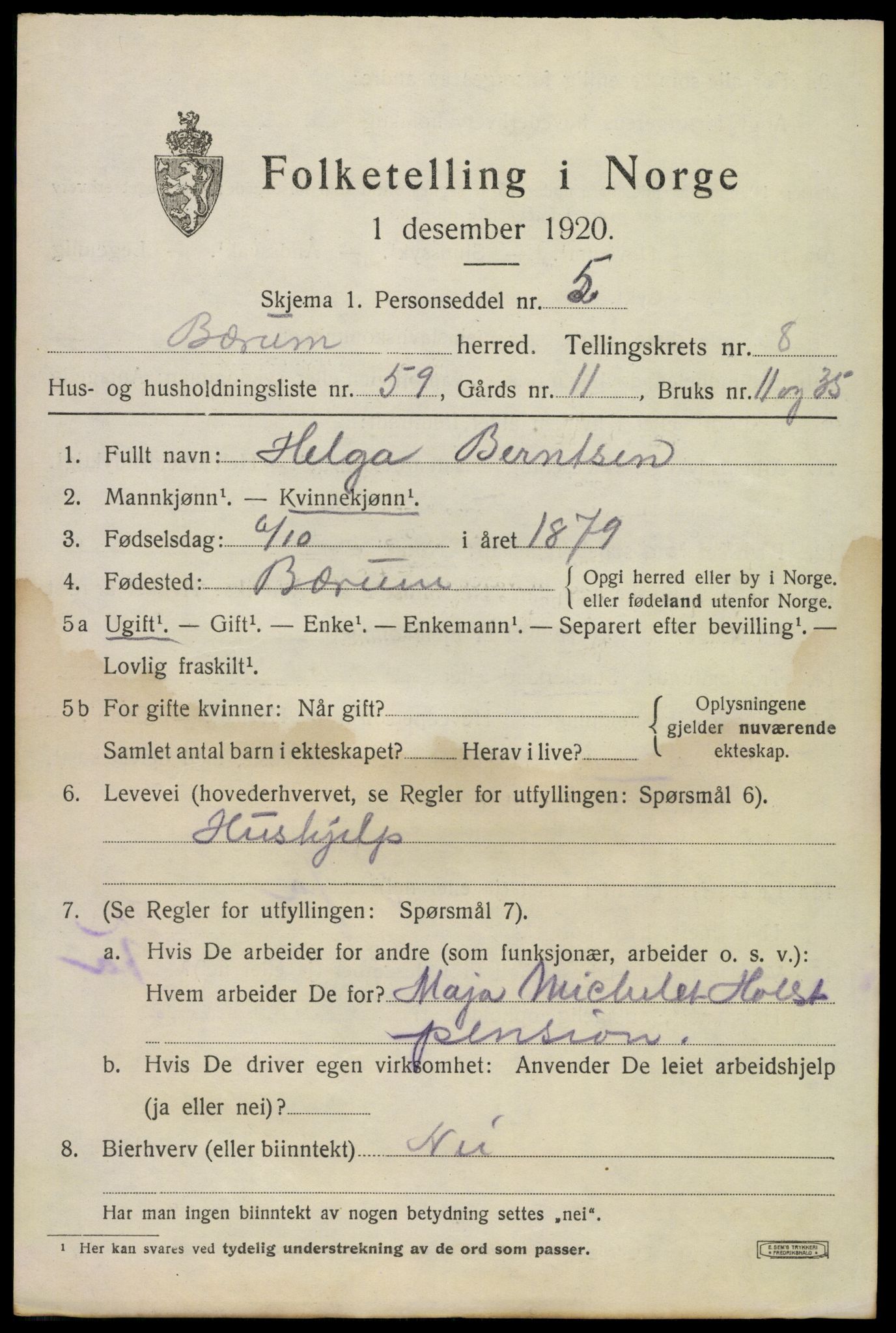 SAO, 1920 census for Bærum, 1920, p. 19328