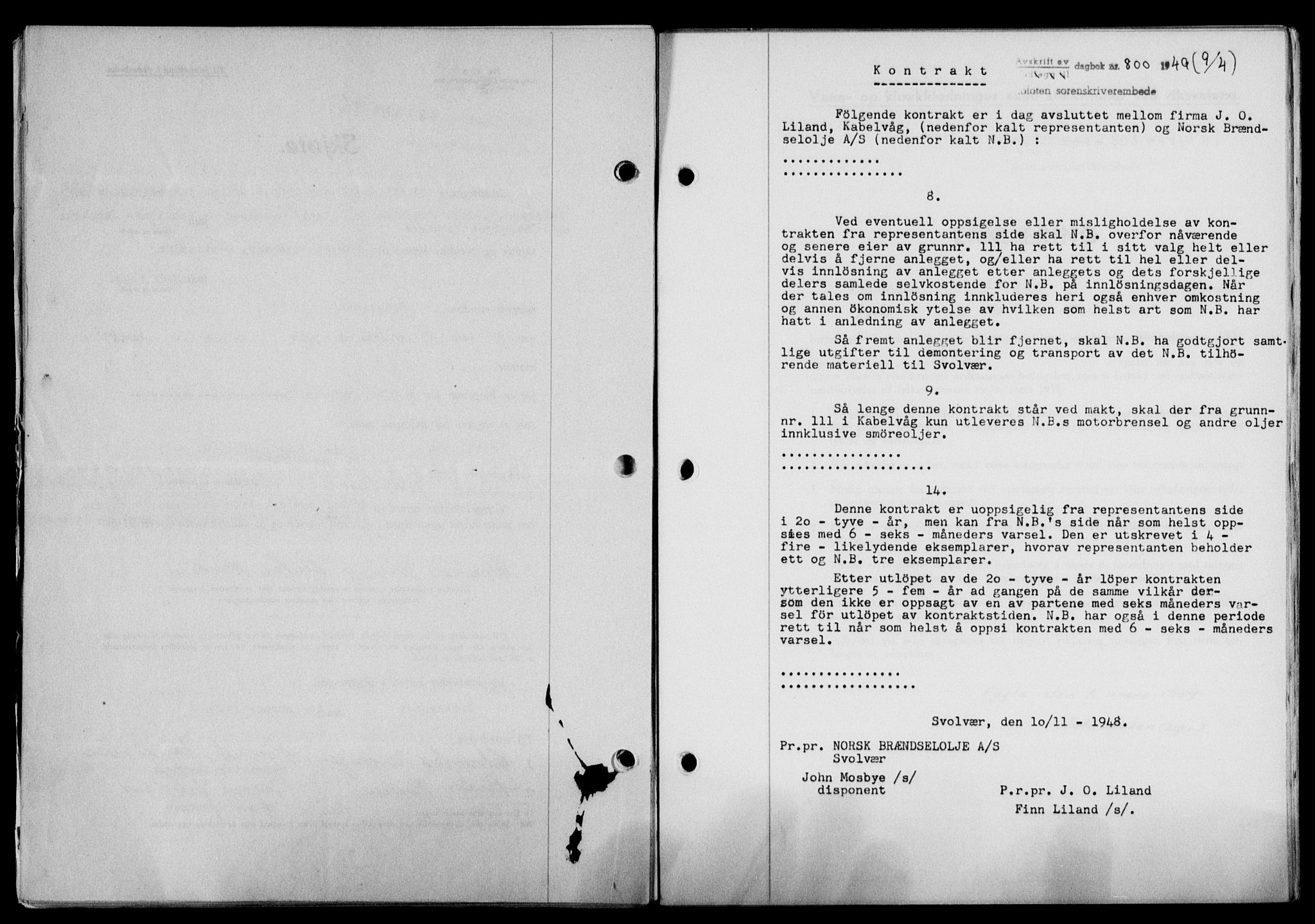 Lofoten sorenskriveri, SAT/A-0017/1/2/2C/L0020a: Mortgage book no. 20a, 1948-1949, Diary no: : 800/1949