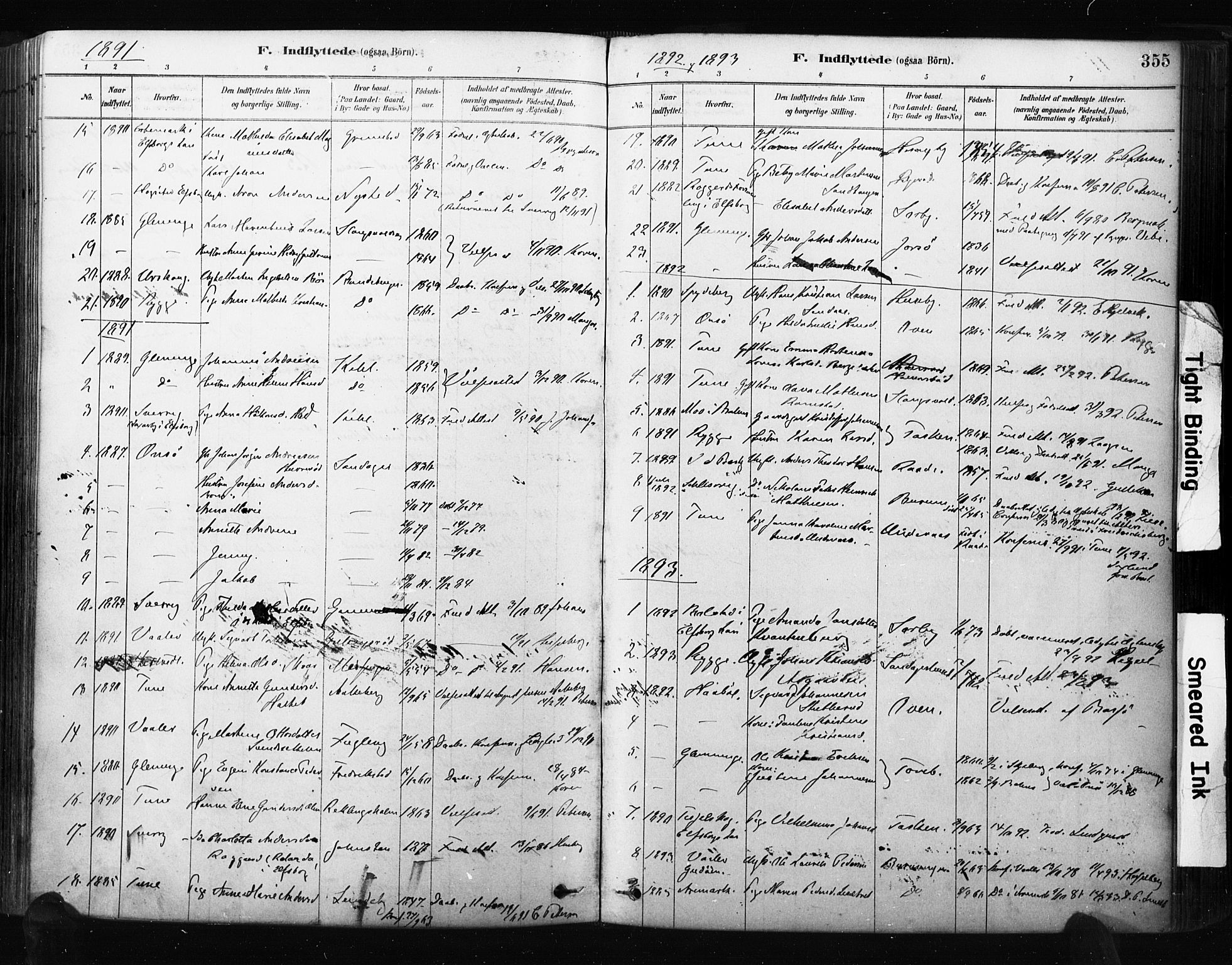 Råde prestekontor kirkebøker, AV/SAO-A-2009/F/Fa/L0007: Parish register (official) no. 7, 1878-1902, p. 355