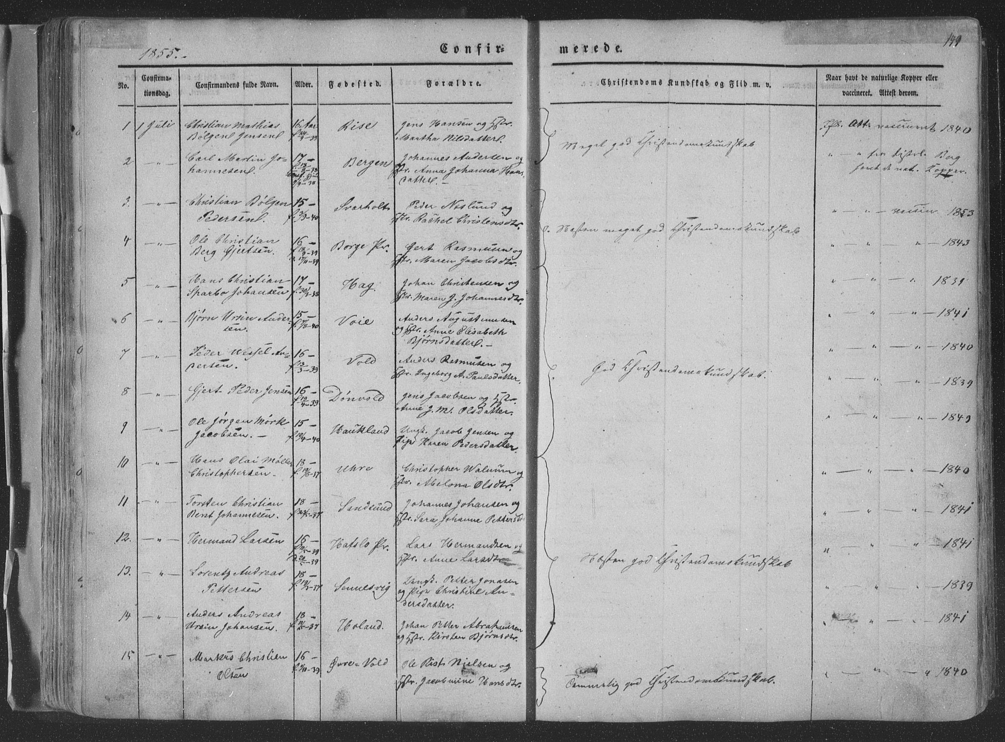 Ministerialprotokoller, klokkerbøker og fødselsregistre - Nordland, AV/SAT-A-1459/881/L1165: Parish register (copy) no. 881C02, 1854-1876, p. 149