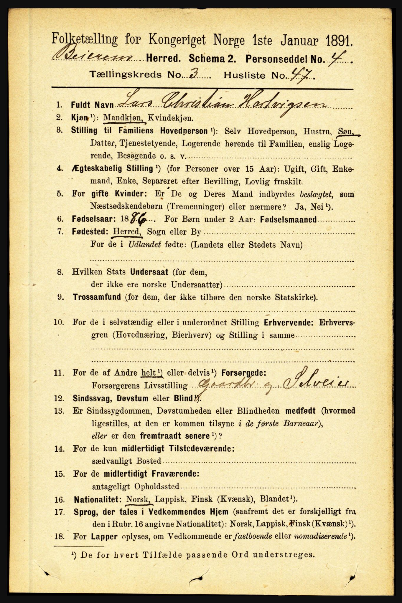 RA, 1891 census for 1839 Beiarn, 1891, p. 1304