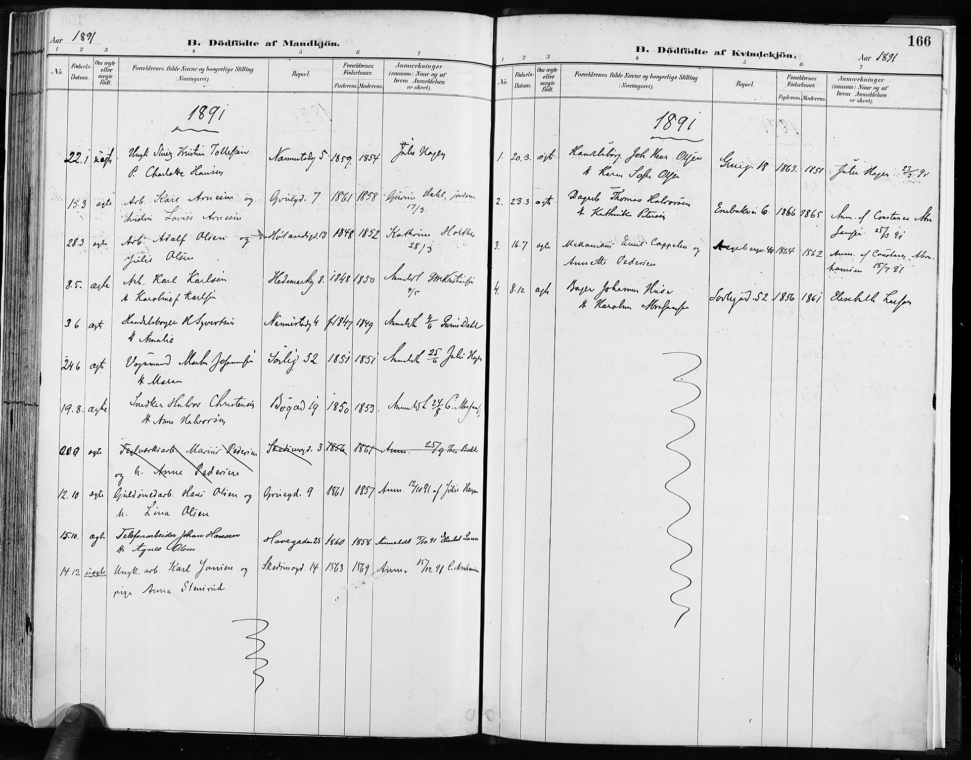 Kampen prestekontor Kirkebøker, SAO/A-10853/F/Fa/L0003: Parish register (official) no. I 3, 1886-1892, p. 166
