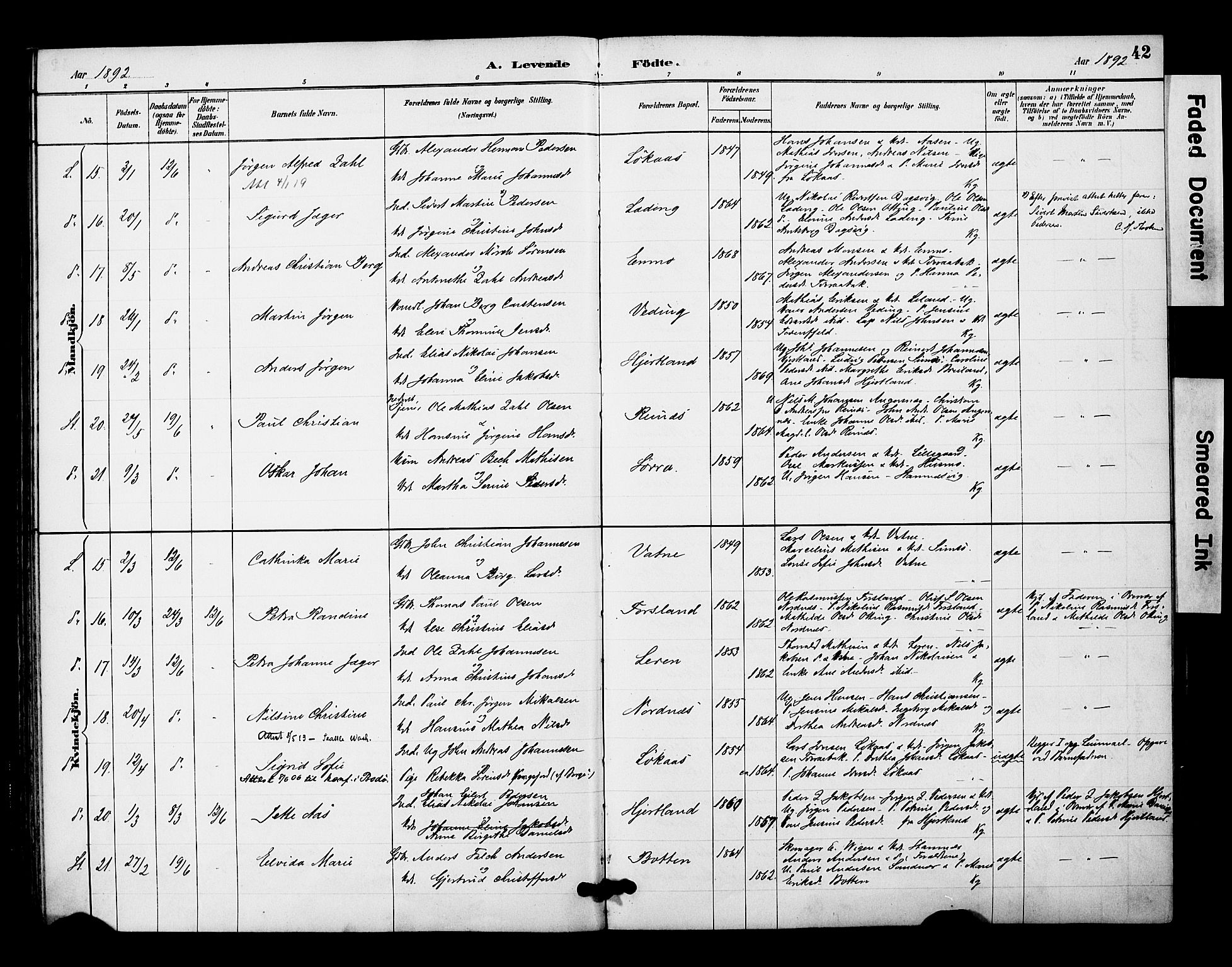 Ministerialprotokoller, klokkerbøker og fødselsregistre - Nordland, AV/SAT-A-1459/831/L0471: Parish register (official) no. 831A02, 1886-1901, p. 42