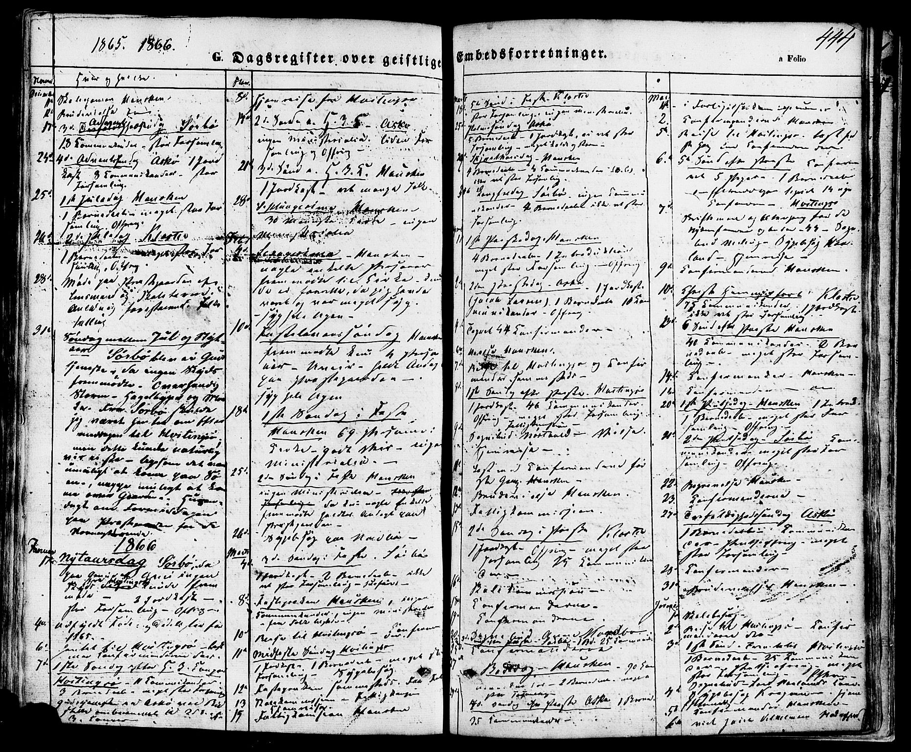 Rennesøy sokneprestkontor, SAST/A -101827/H/Ha/Haa/L0006: Parish register (official) no. A 6, 1860-1878, p. 444