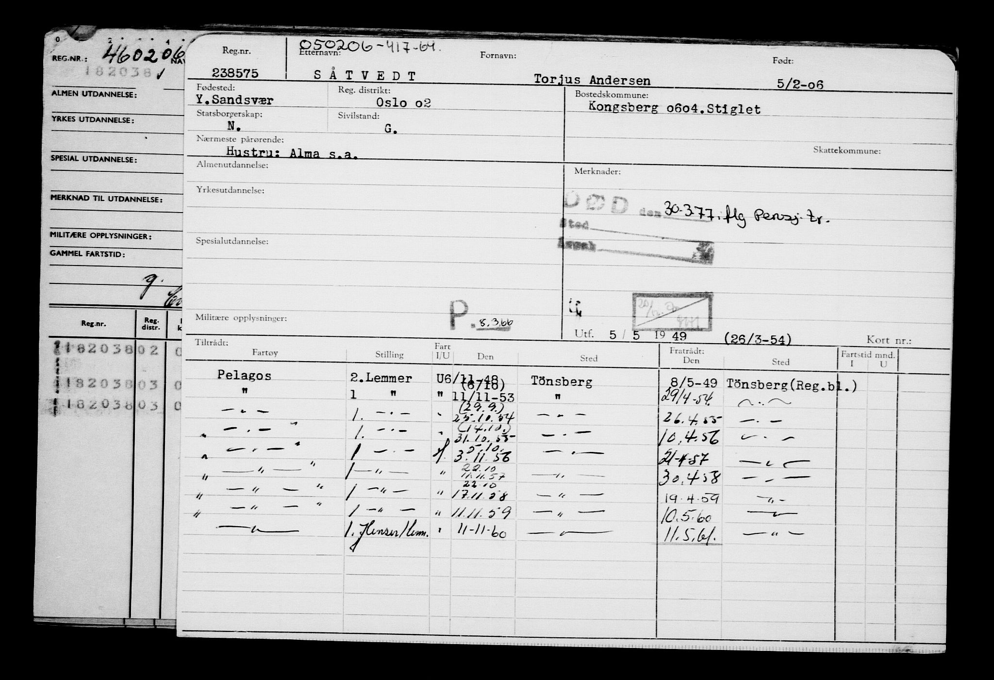 Direktoratet for sjømenn, AV/RA-S-3545/G/Gb/L0063: Hovedkort, 1906, p. 399