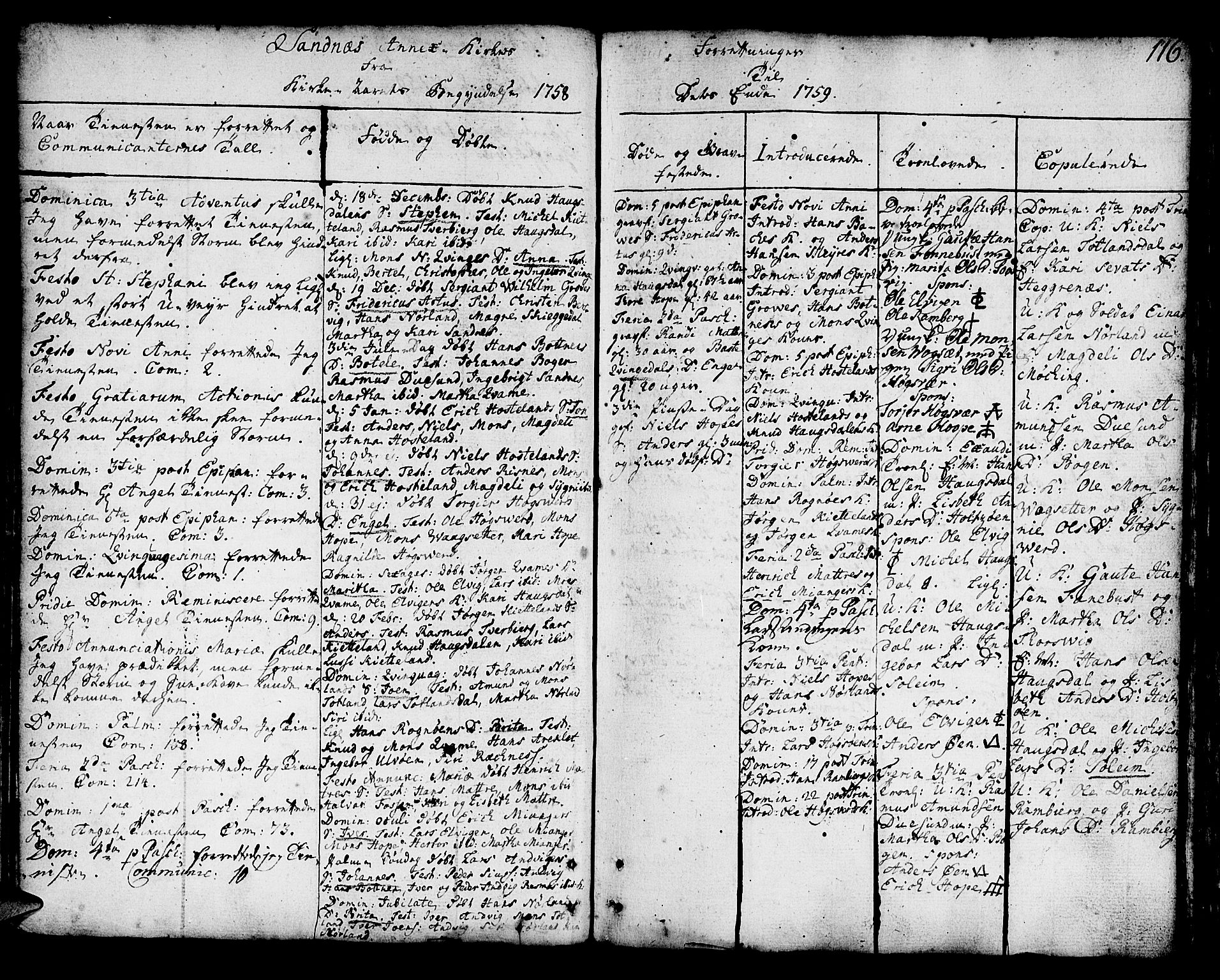 Lindås Sokneprestembete, AV/SAB-A-76701/H/Haa/Haaa/L0003: Parish register (official) no. A 3, 1748-1764, p. 116