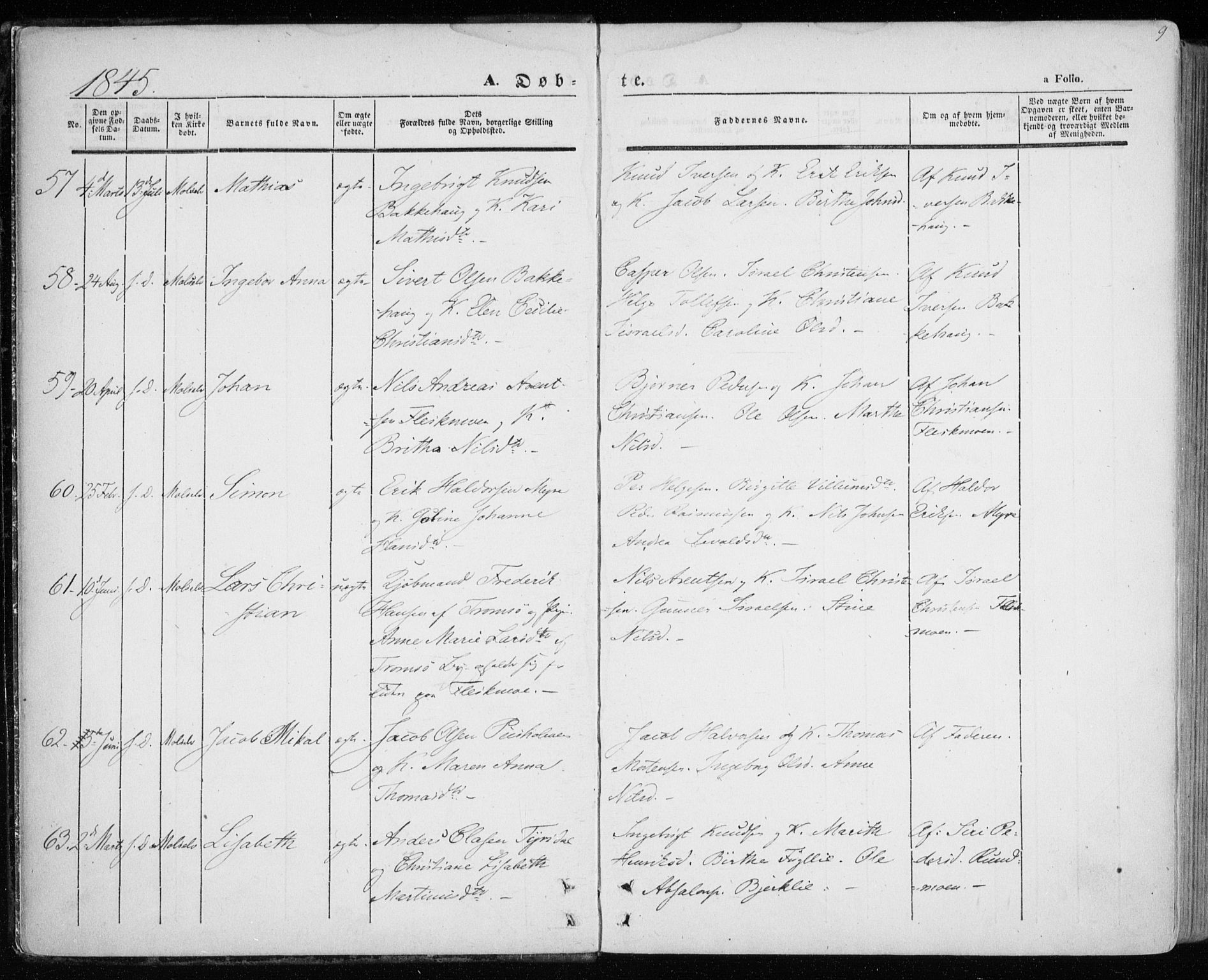 Lenvik sokneprestembete, AV/SATØ-S-1310/H/Ha/Haa/L0006kirke: Parish register (official) no. 6, 1845-1854, p. 9