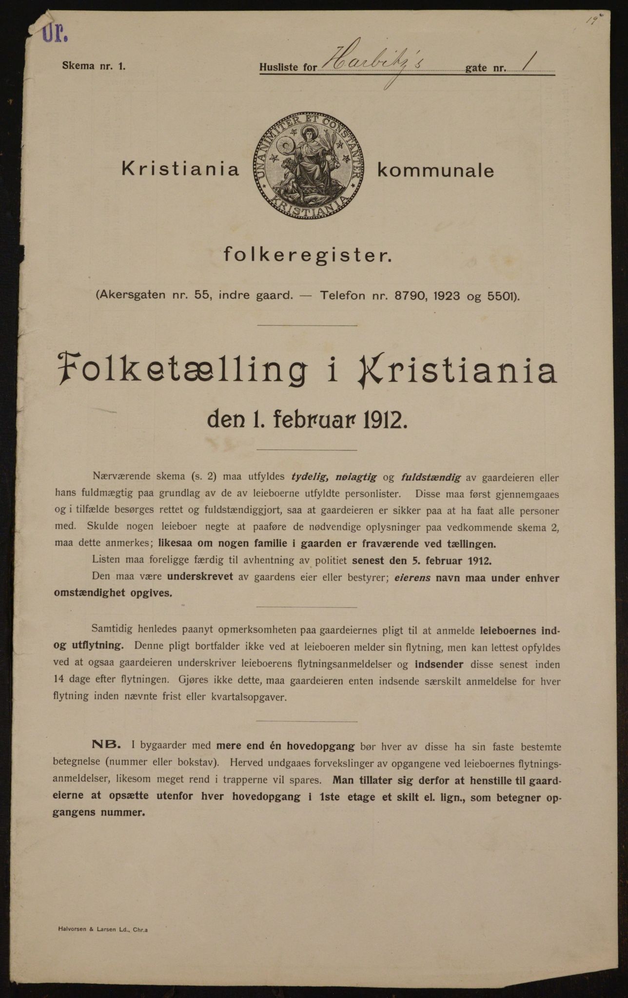OBA, Municipal Census 1912 for Kristiania, 1912, p. 35019