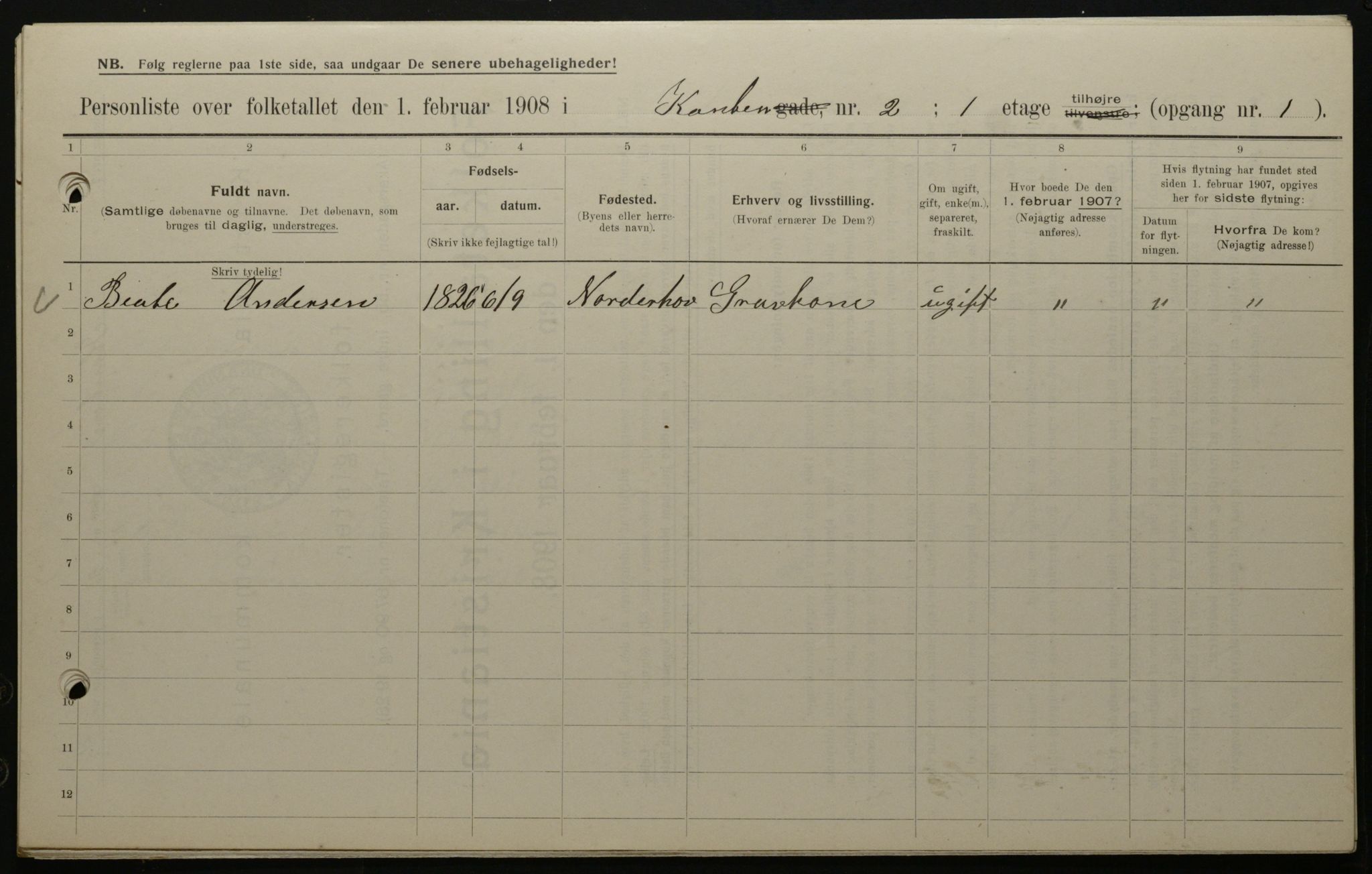 OBA, Municipal Census 1908 for Kristiania, 1908, p. 43130