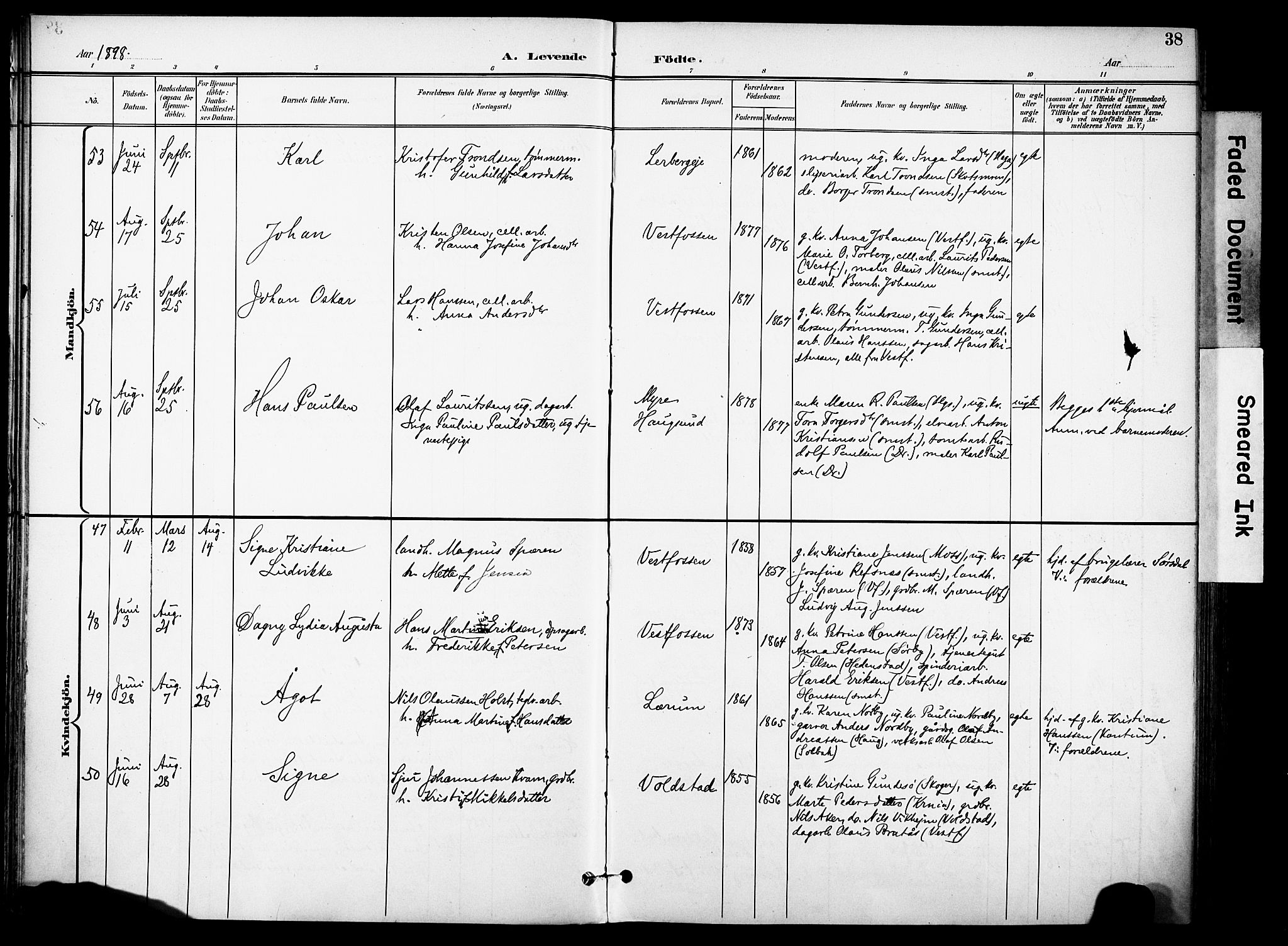 Eiker kirkebøker, AV/SAKO-A-4/F/Fb/L0003: Parish register (official) no. II 3, 1896-1942, p. 38