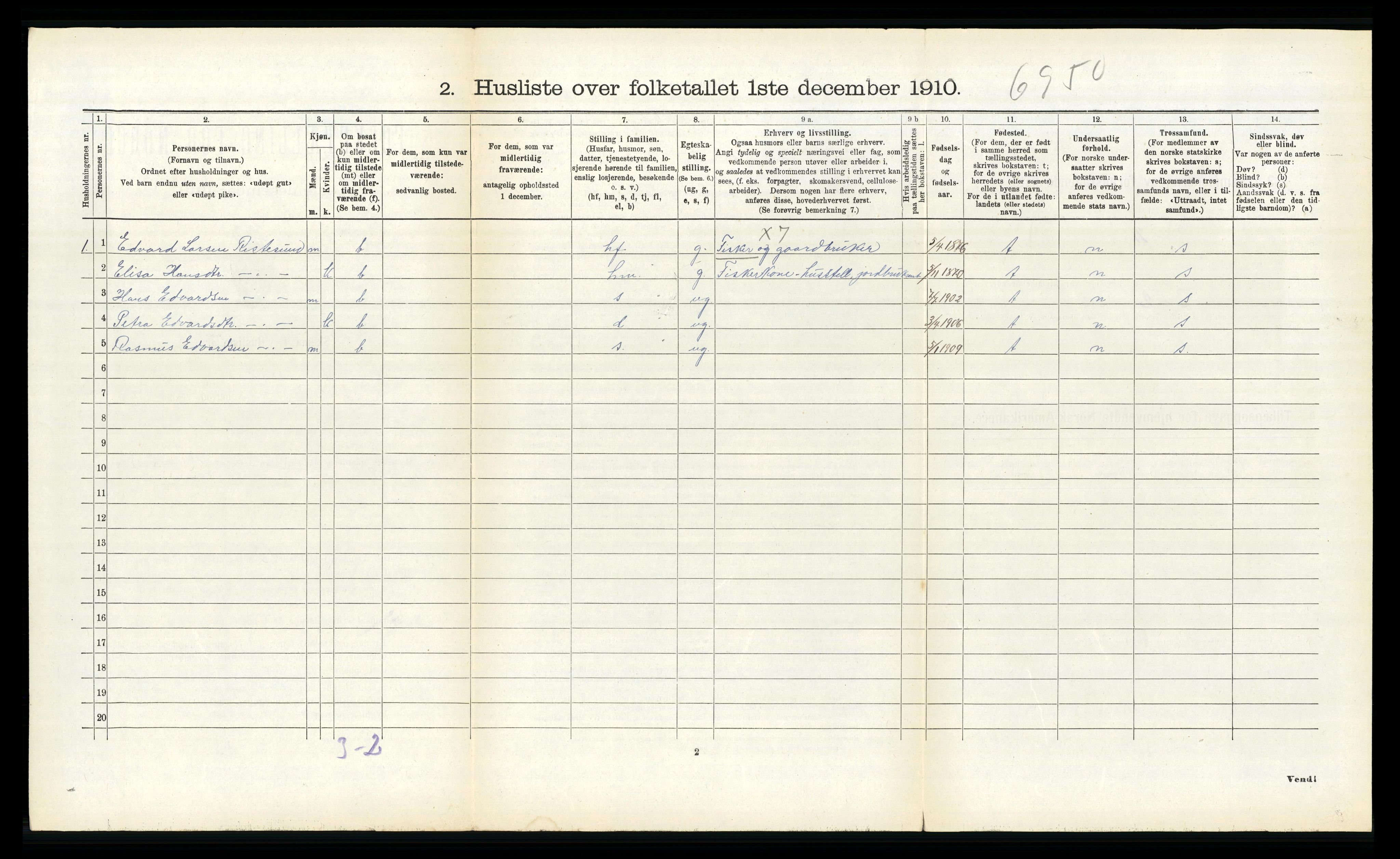 RA, 1910 census for Sande, 1910, p. 675