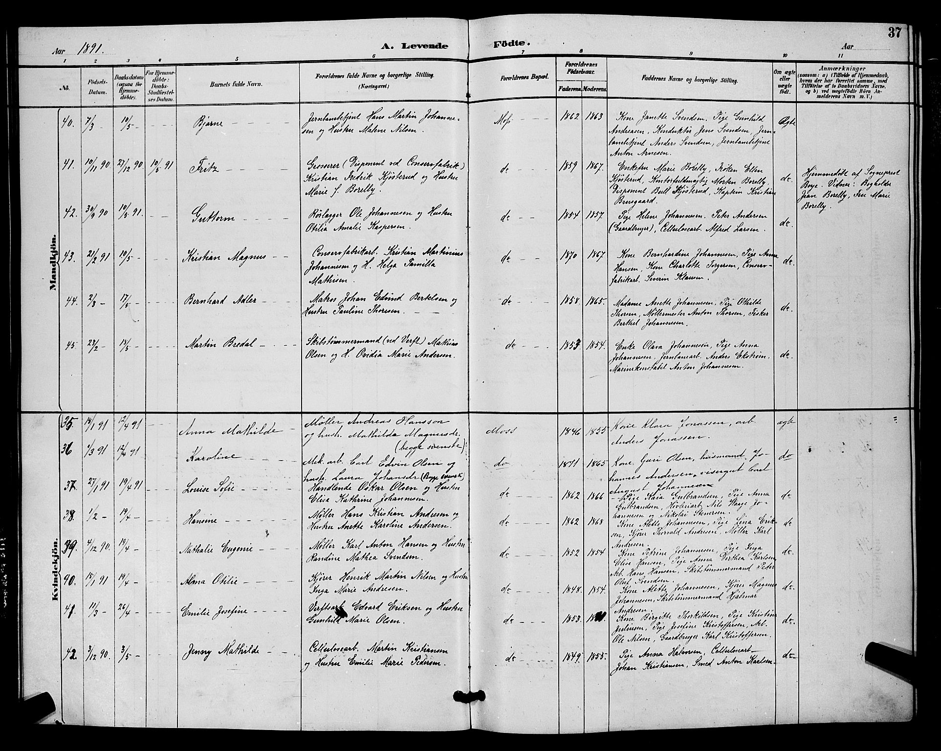 Moss prestekontor Kirkebøker, AV/SAO-A-2003/G/Ga/L0006: Parish register (copy) no. I 6, 1889-1900, p. 37