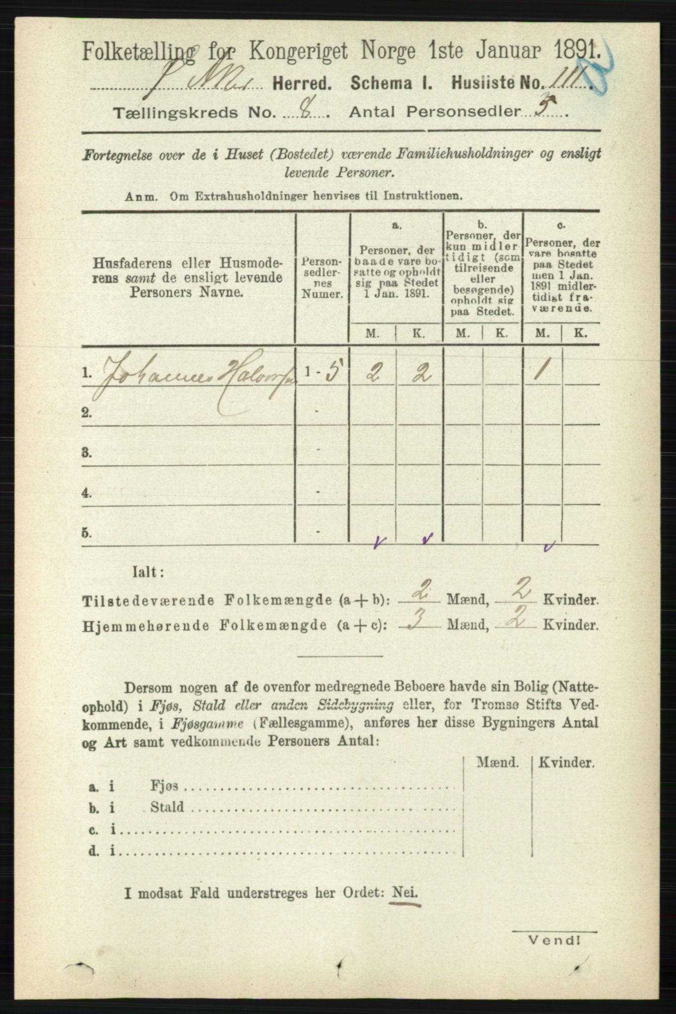 RA, 1891 census for 0218 Aker, 1891, p. 7215