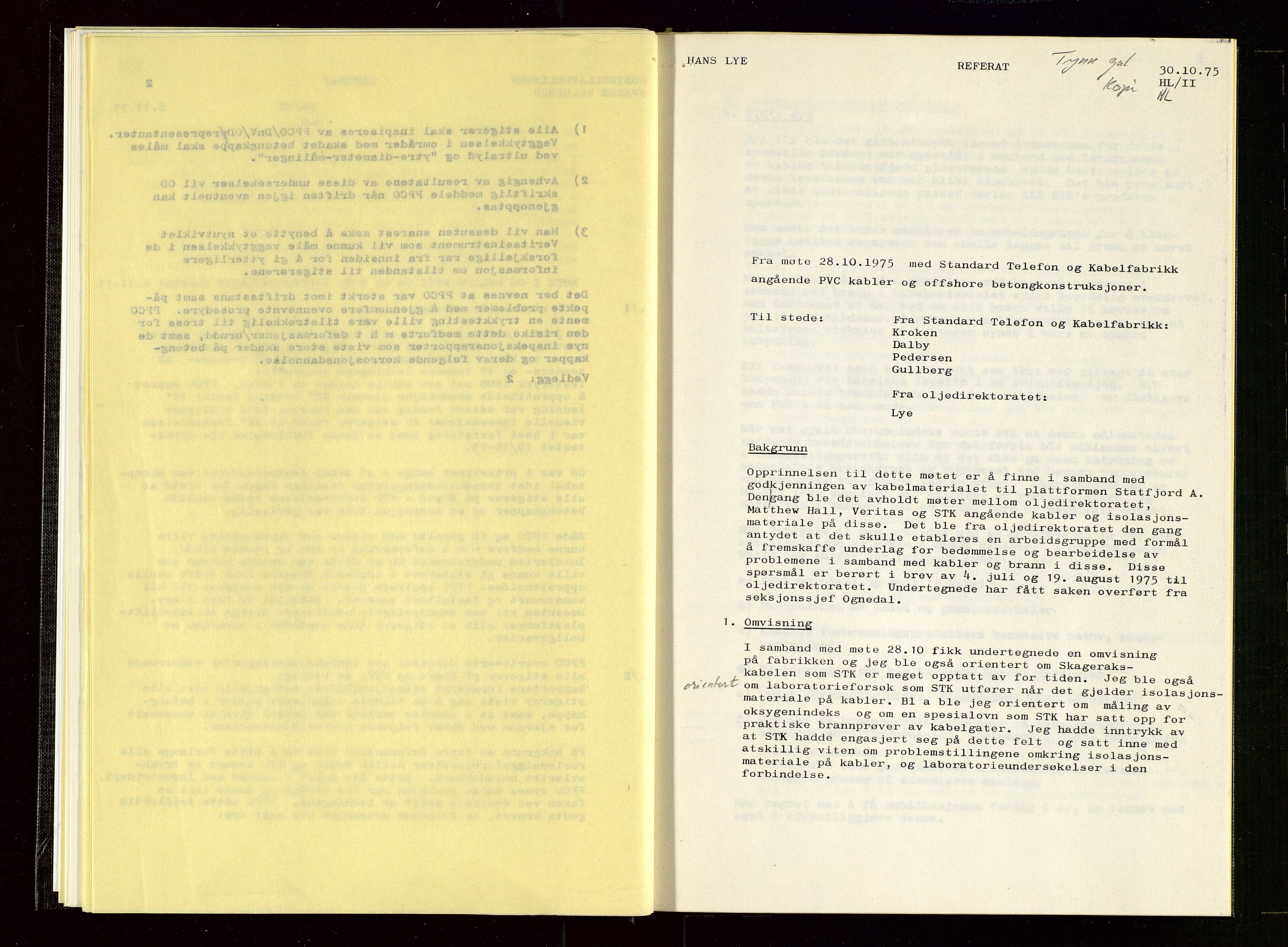 Oljedirektoratet, SAST/A-101366/Aa/L0006: Referatprotokoller, 1975