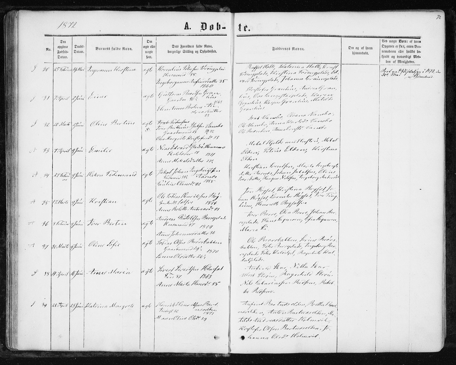 Ministerialprotokoller, klokkerbøker og fødselsregistre - Nord-Trøndelag, AV/SAT-A-1458/741/L0394: Parish register (official) no. 741A08, 1864-1877, p. 72
