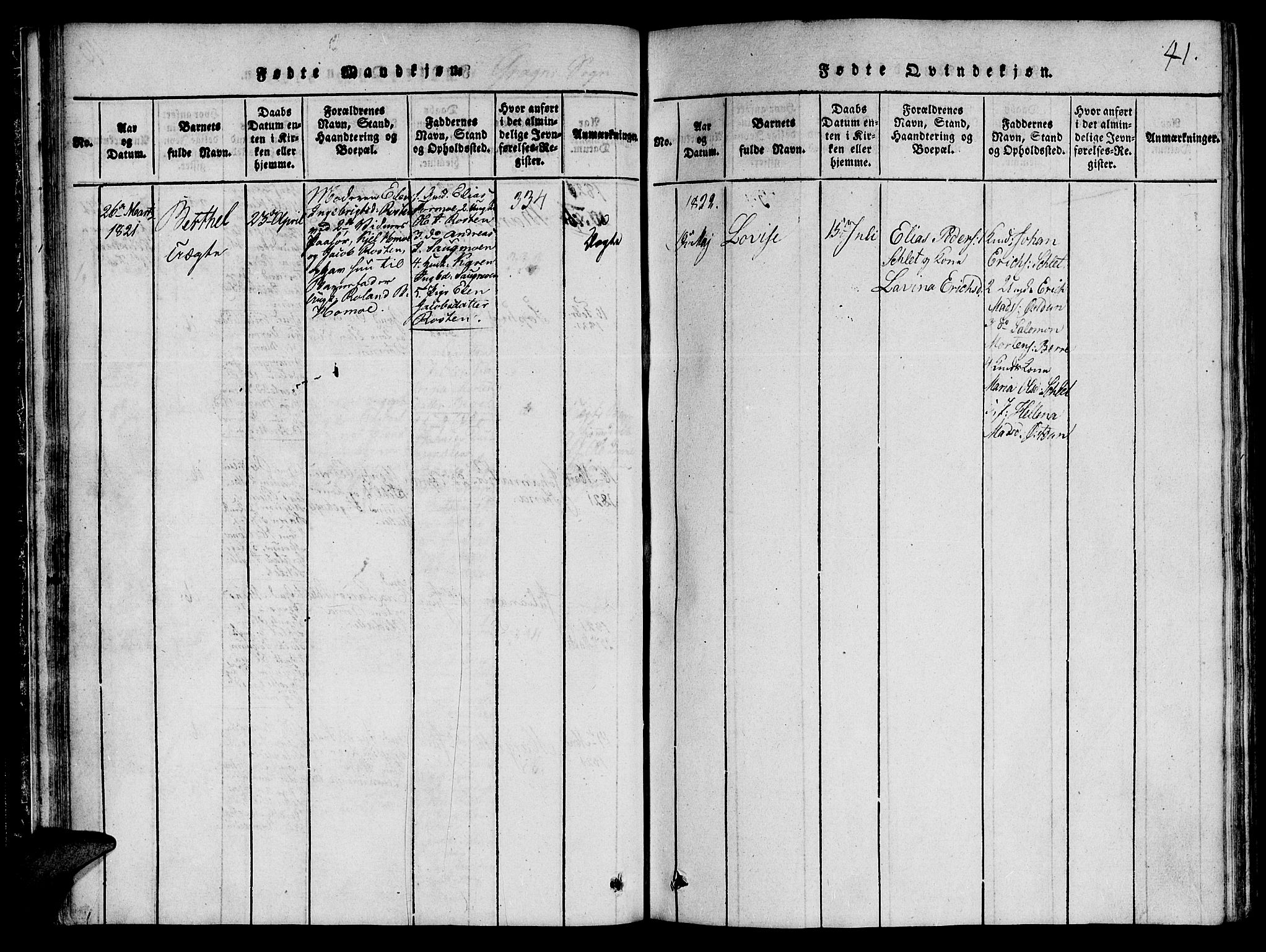 Ministerialprotokoller, klokkerbøker og fødselsregistre - Nord-Trøndelag, SAT/A-1458/764/L0546: Parish register (official) no. 764A06 /2, 1817-1822, p. 41