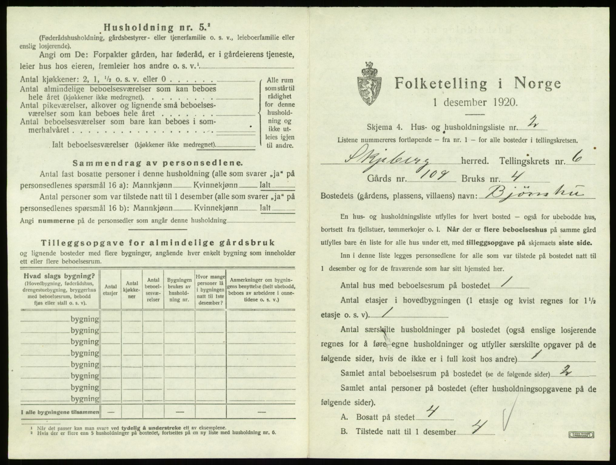 SAO, 1920 census for Skjeberg, 1920, p. 780