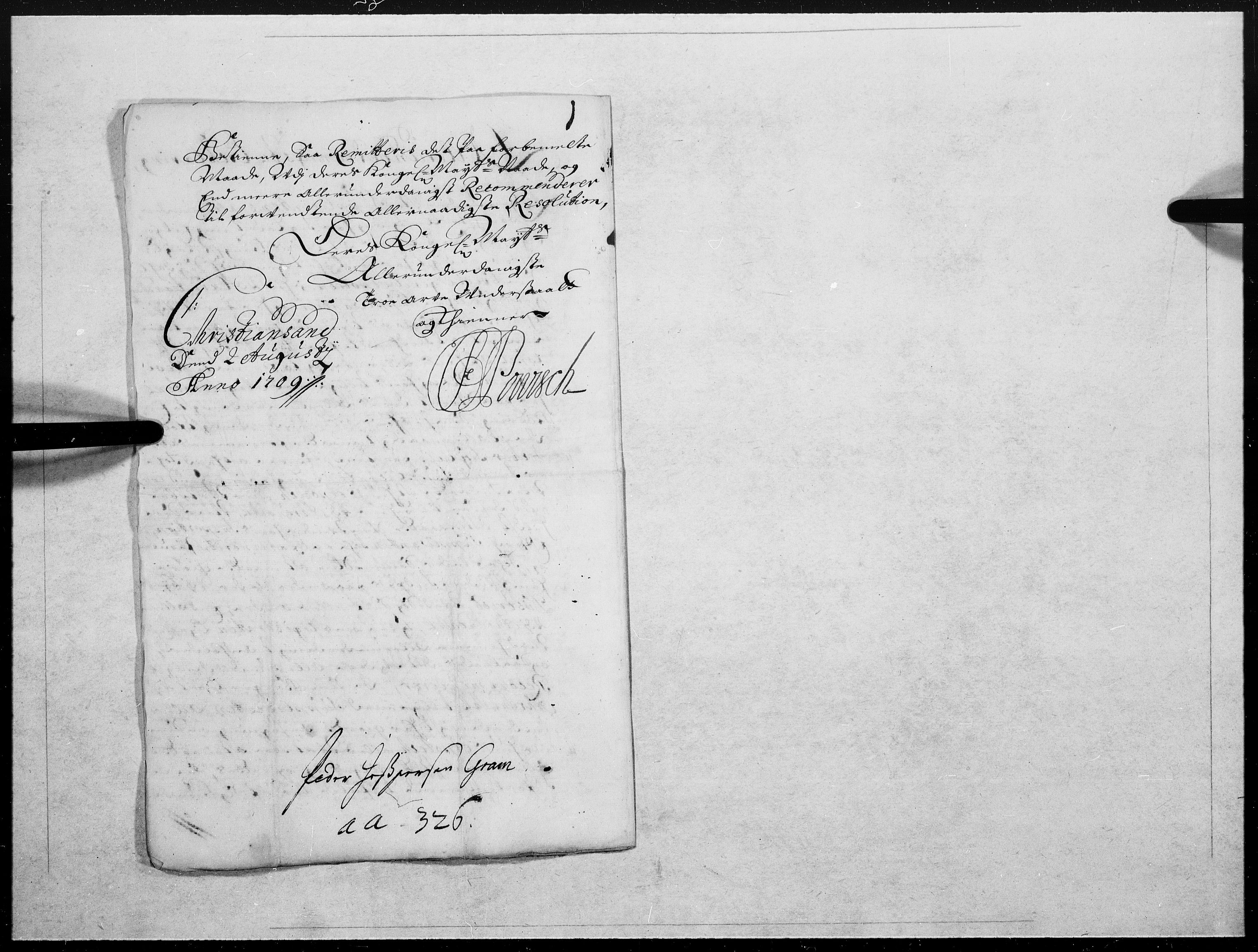 Danske Kanselli 1572-1799, AV/RA-EA-3023/F/Fc/Fcc/Fcca/L0067: Norske innlegg 1572-1799, 1709, p. 487