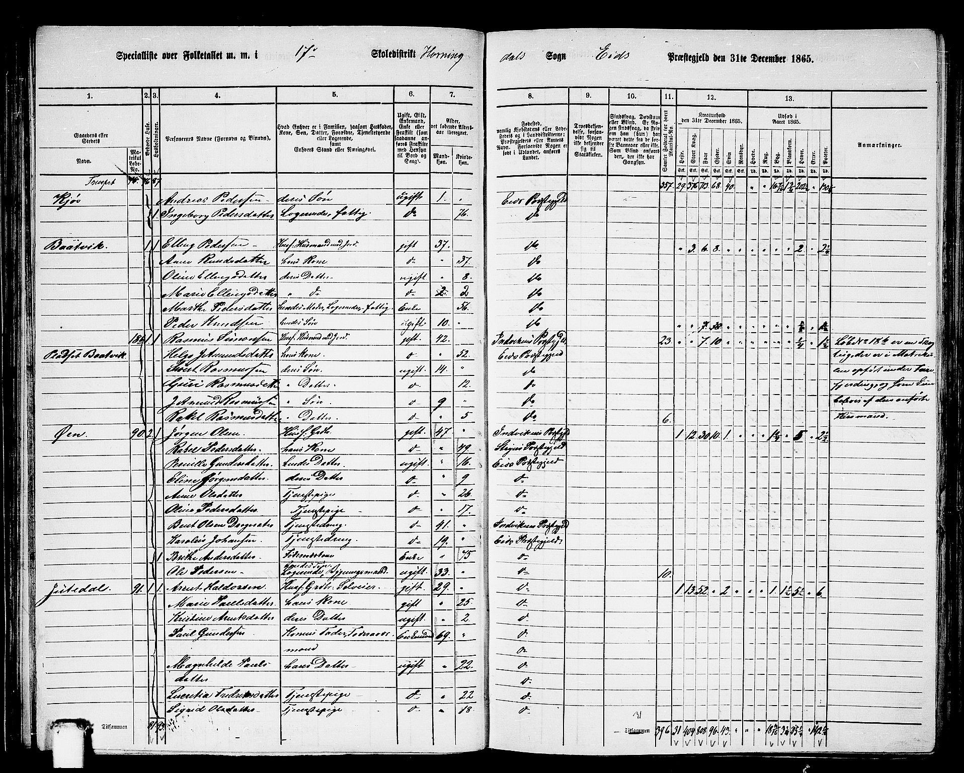 RA, 1865 census for Eid, 1865, p. 60