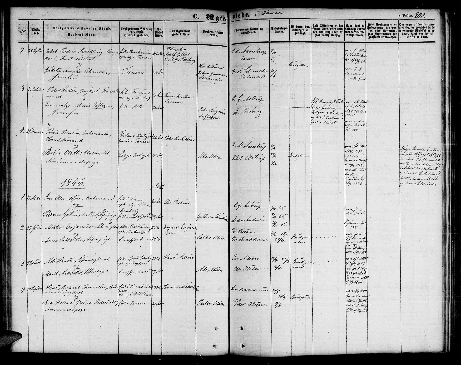 Tana sokneprestkontor, SATØ/S-1334/H/Hb/L0001klokker: Parish register (copy) no. 1 /1, 1853-1867, p. 200