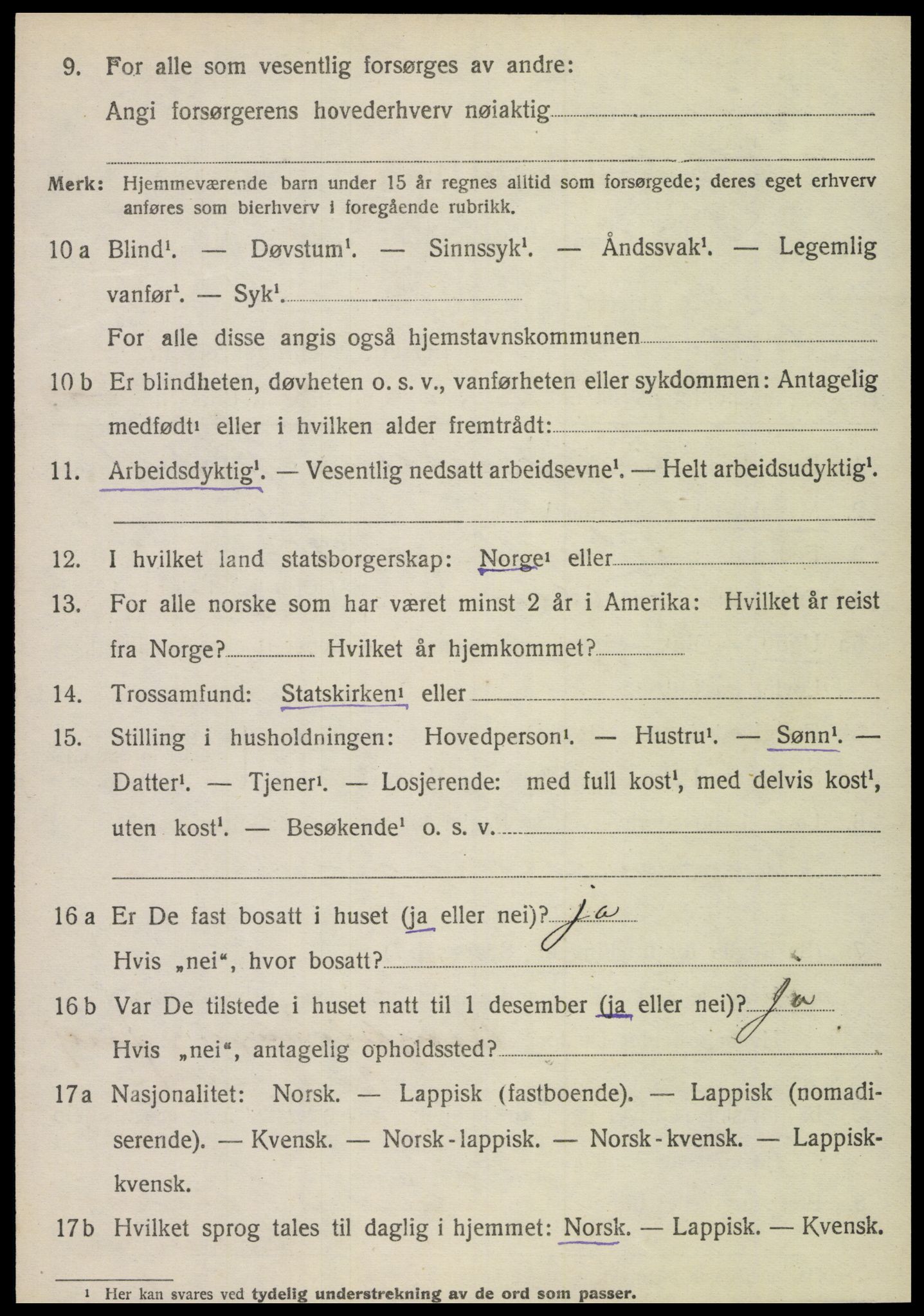 SAT, 1920 census for Foldereid, 1920, p. 1183