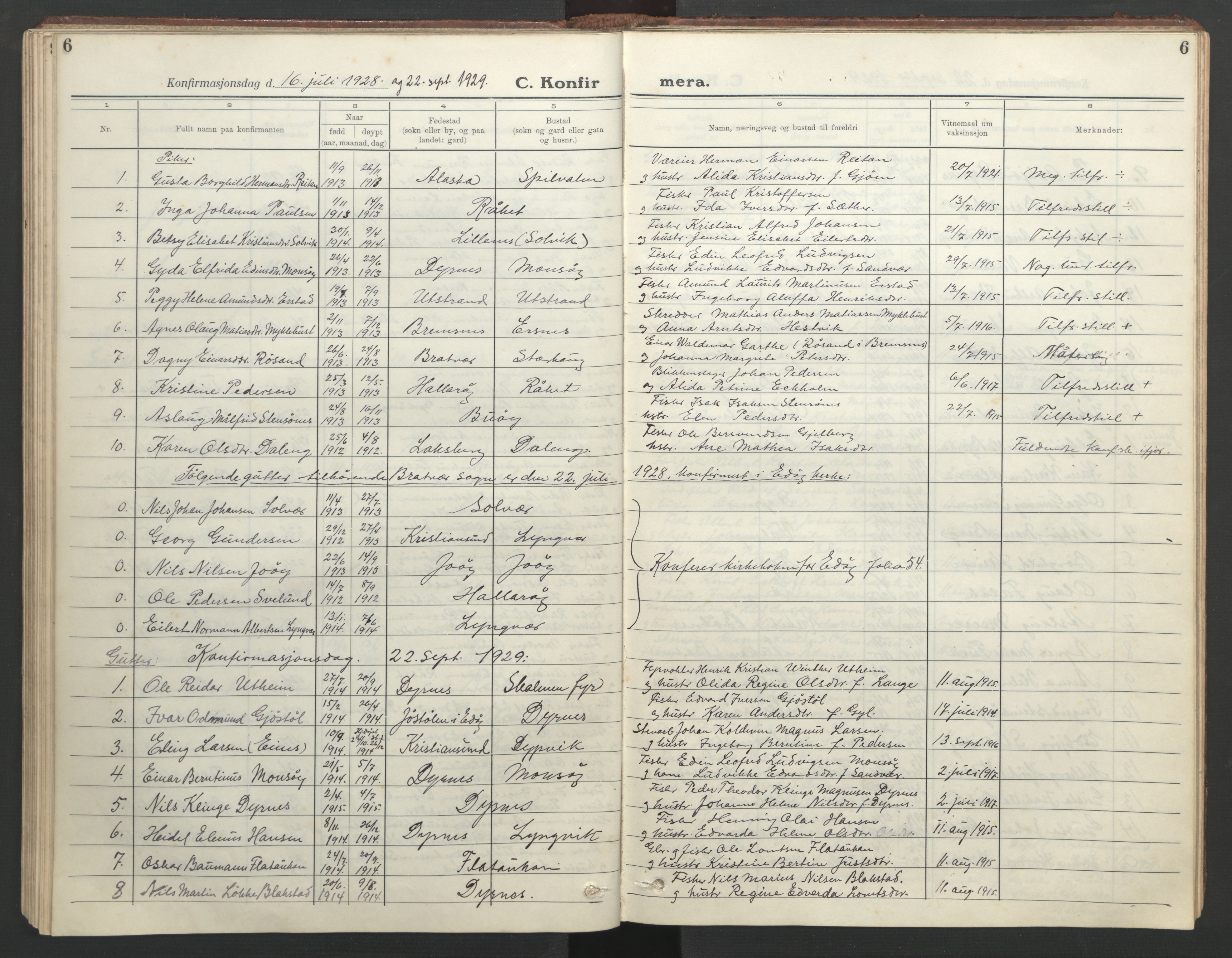 Ministerialprotokoller, klokkerbøker og fødselsregistre - Møre og Romsdal, AV/SAT-A-1454/582/L0950: Parish register (copy) no. 582C02, 1926-1950, p. 6