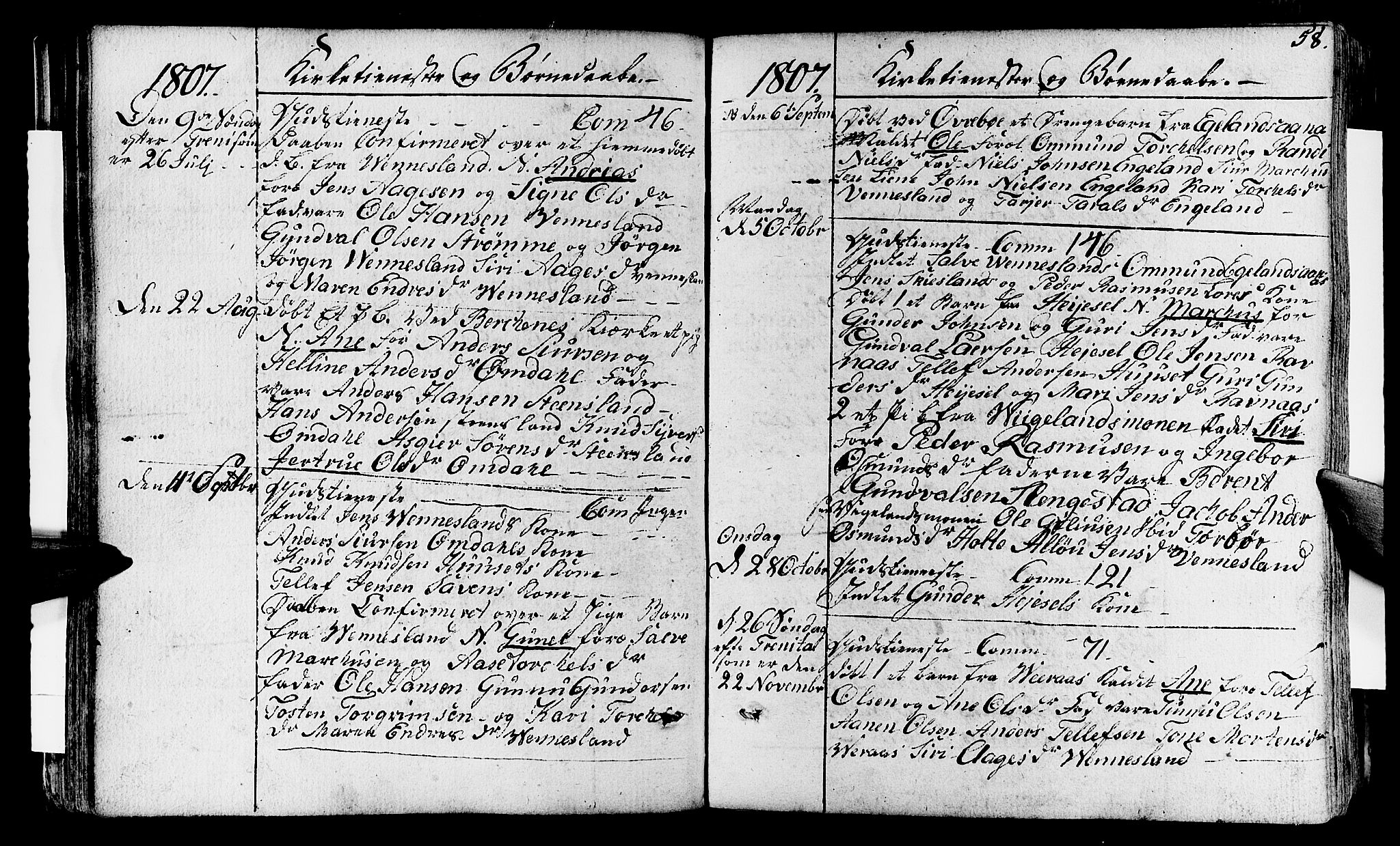 Vennesla sokneprestkontor, AV/SAK-1111-0045/Fa/Fab/L0002: Parish register (official) no. A 2, 1794-1834, p. 58