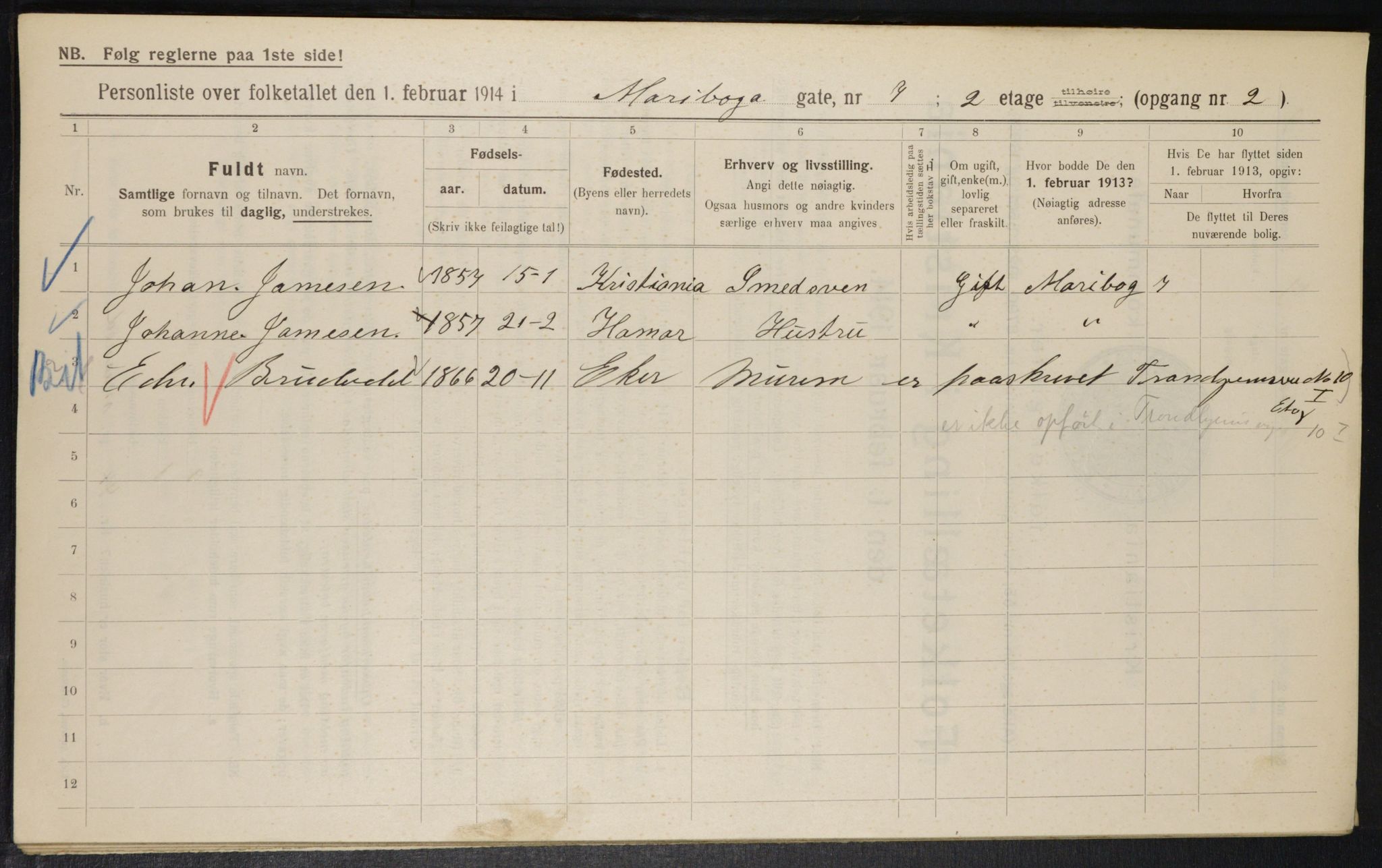 OBA, Municipal Census 1914 for Kristiania, 1914, p. 60350