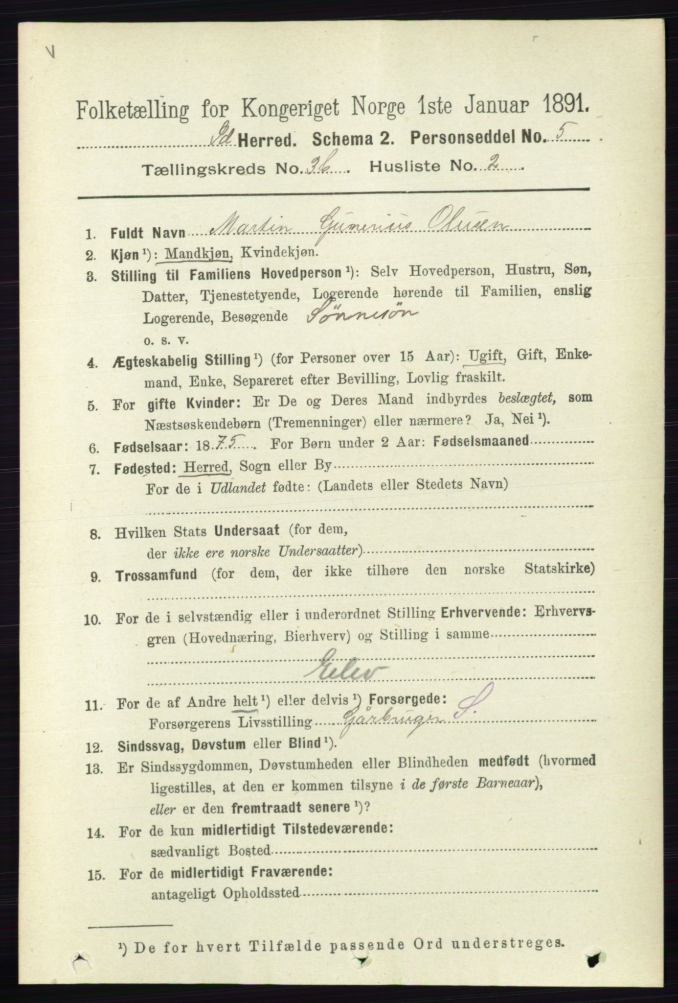 RA, 1891 census for 0117 Idd, 1891, p. 2664