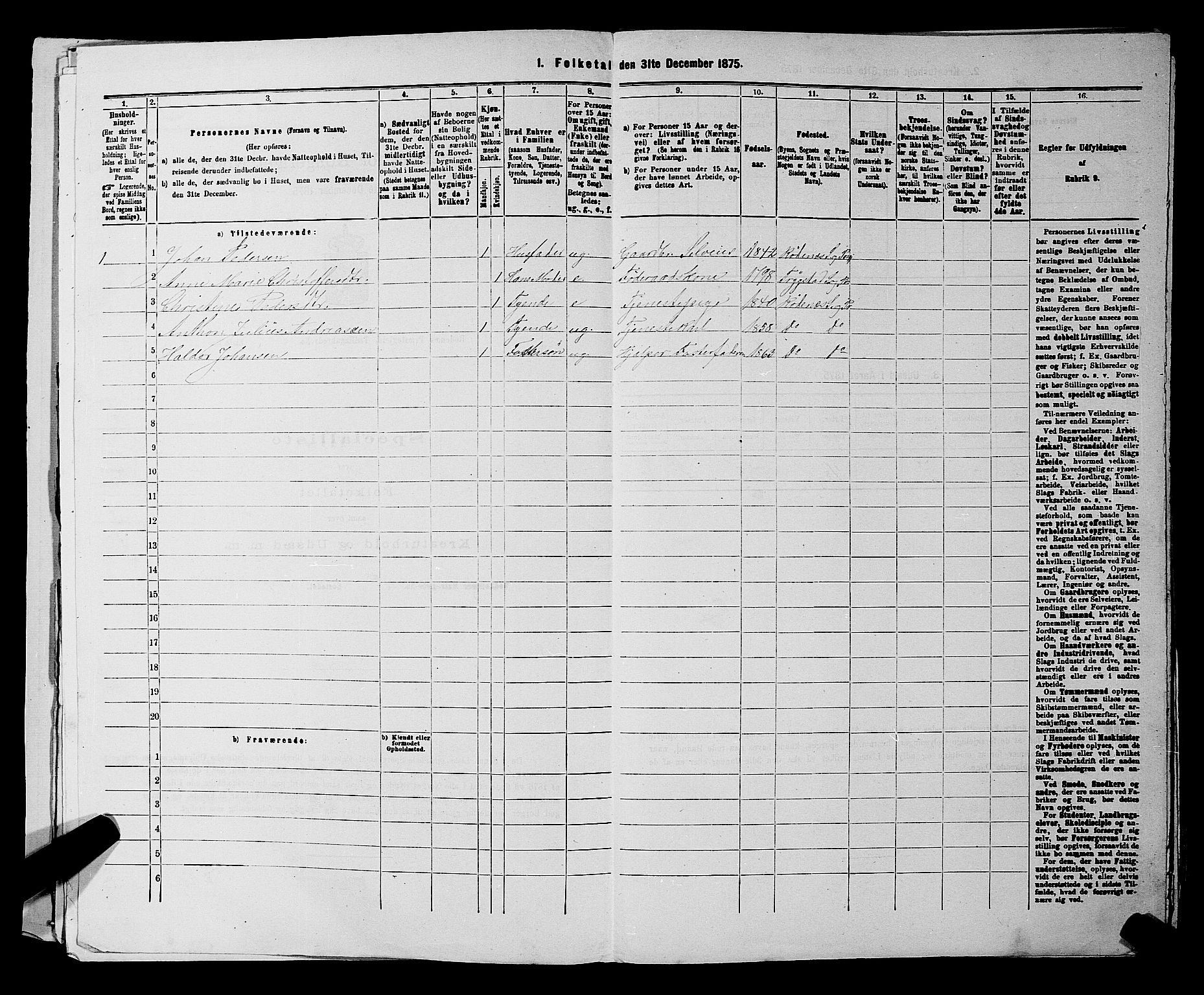 RA, 1875 census for 0120P Rødenes, 1875, p. 197