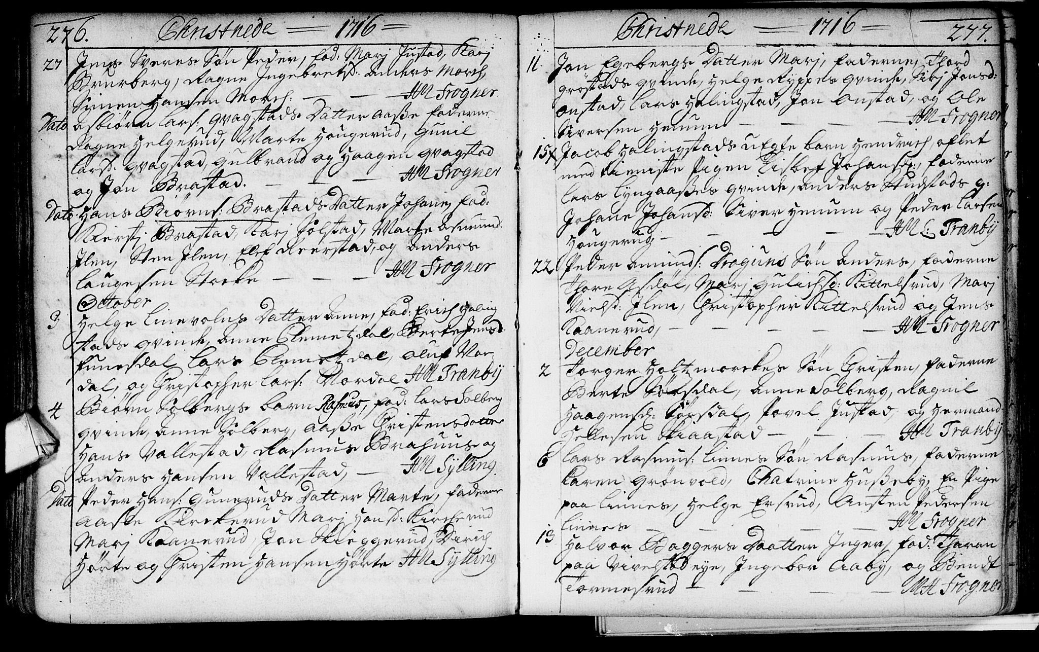 Lier kirkebøker, AV/SAKO-A-230/F/Fa/L0002: Parish register (official) no. I 2, 1701-1726, p. 276-277