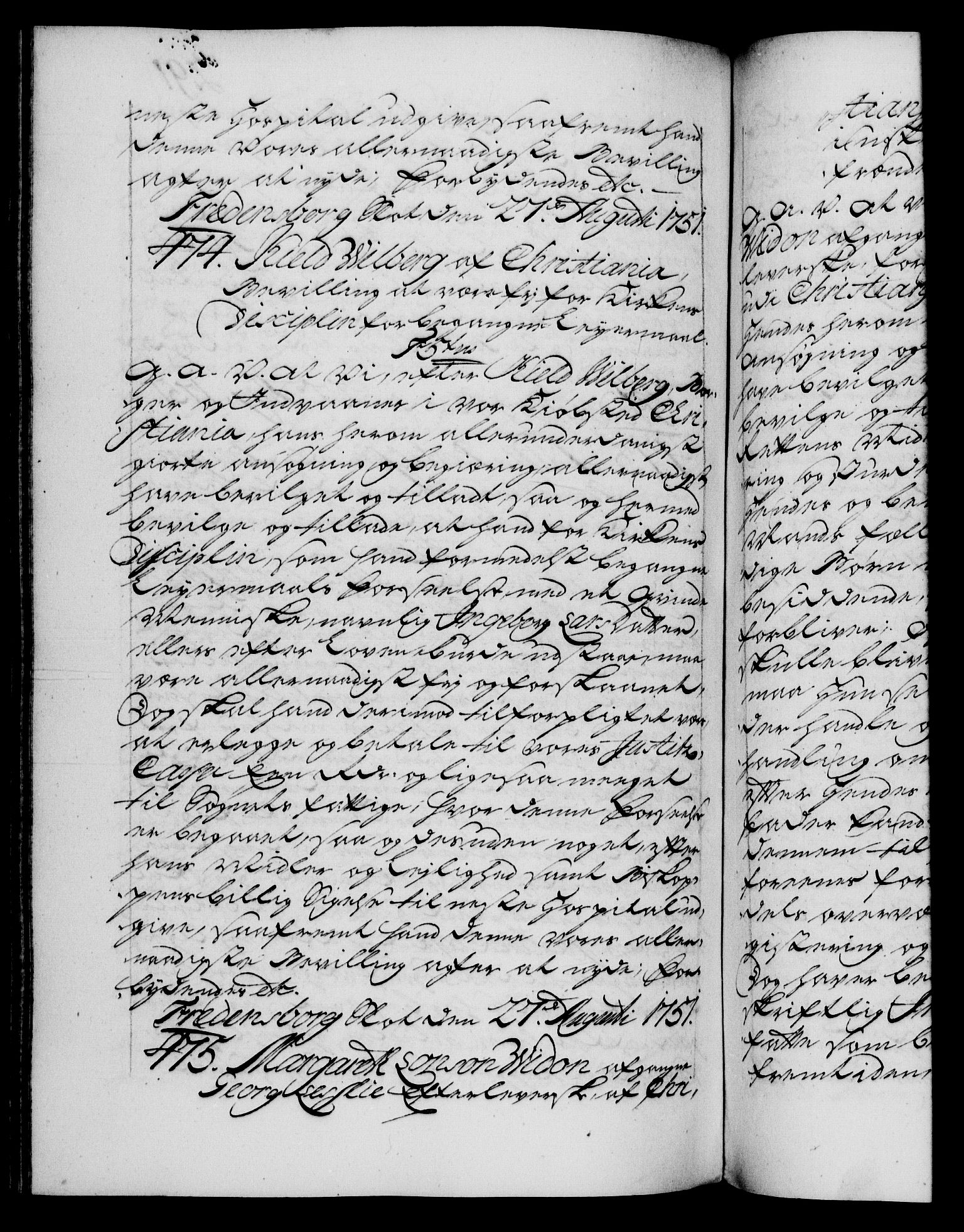 Danske Kanselli 1572-1799, AV/RA-EA-3023/F/Fc/Fca/Fcaa/L0037: Norske registre, 1751-1752, p. 291b