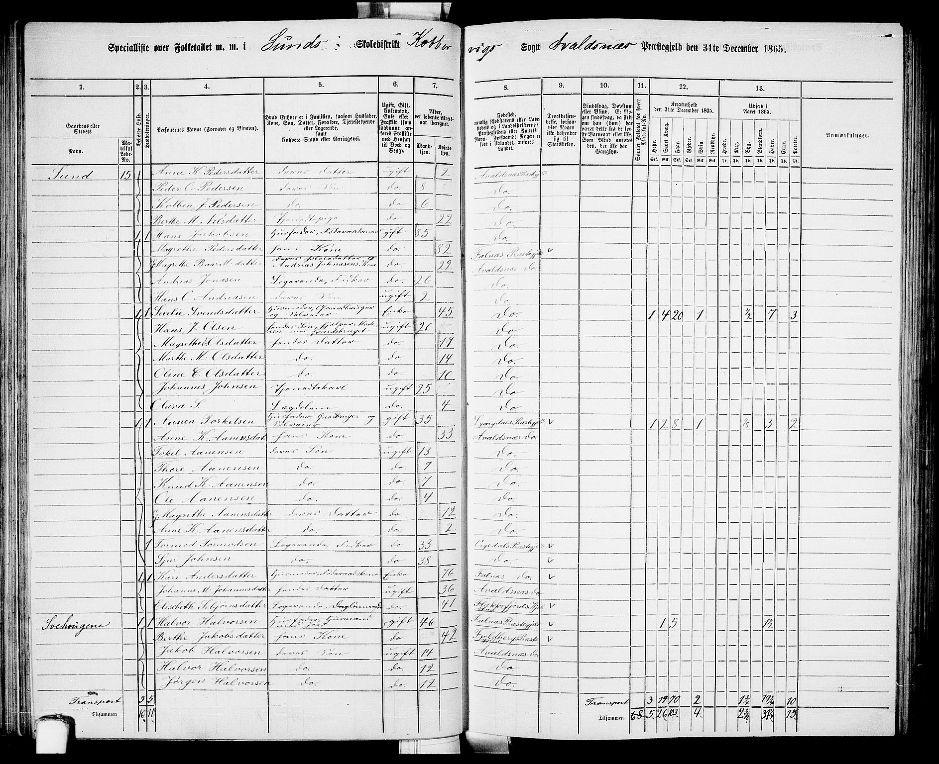 RA, 1865 census for Avaldsnes, 1865, p. 74