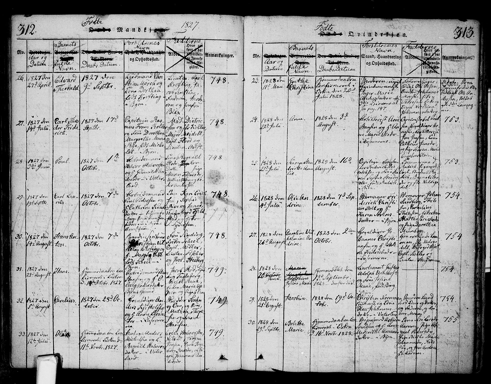 Fredrikstad prestekontor Kirkebøker, SAO/A-11082/F/Fa/L0004: Parish register (official) no. 4, 1816-1834, p. 312-313