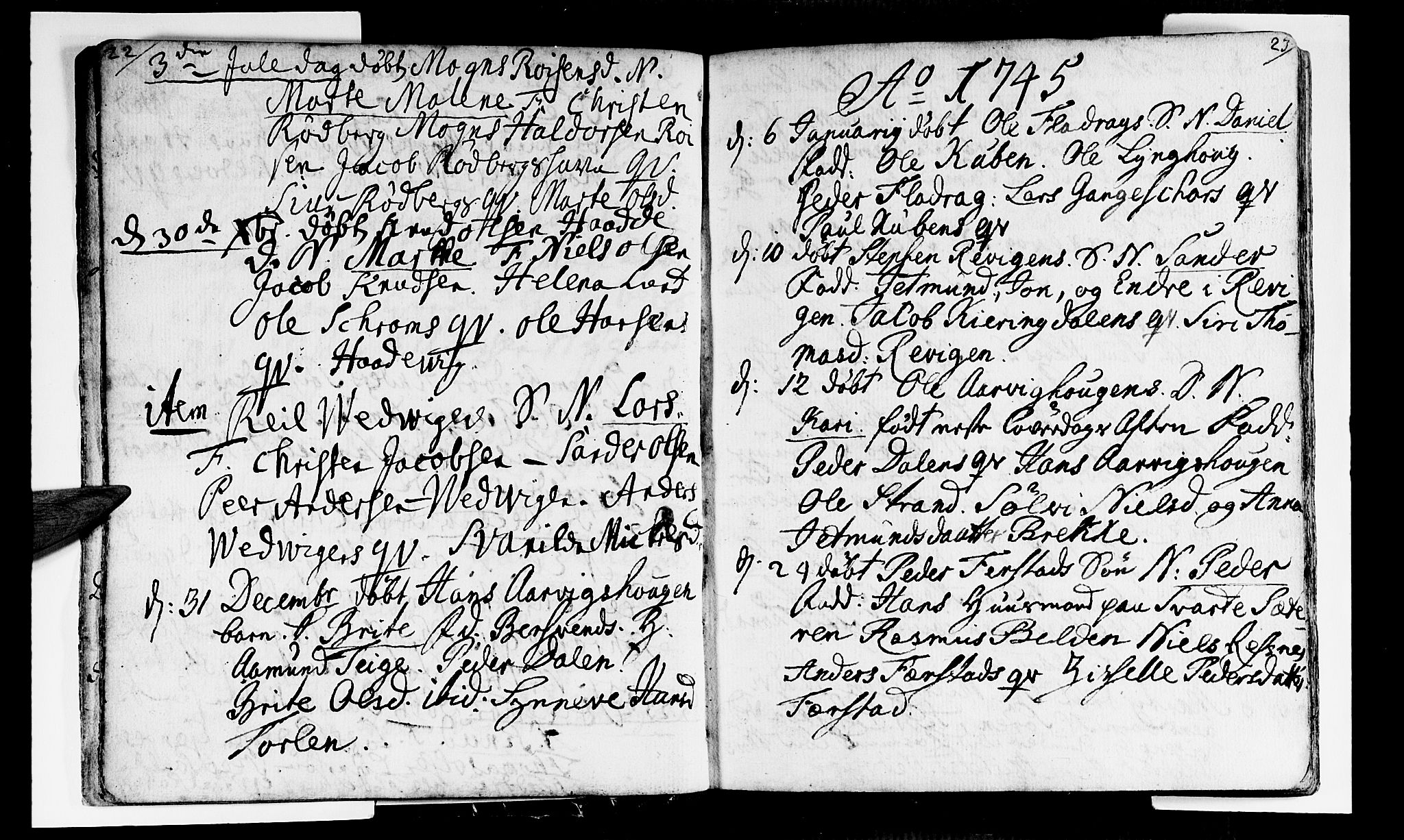 Selje sokneprestembete, AV/SAB-A-99938/H/Ha/Haa/Haaa: Parish register (official) no. A 4, 1743-1759, p. 22-23