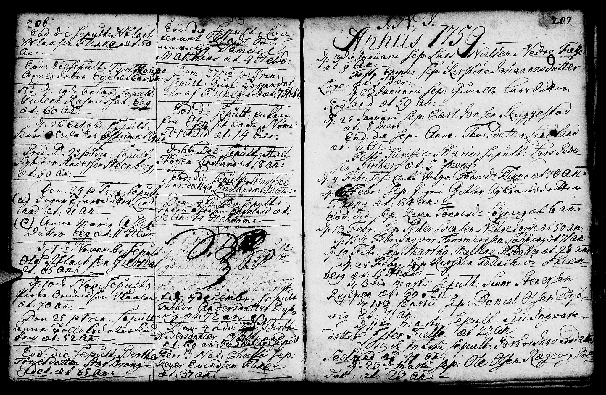 Lund sokneprestkontor, AV/SAST-A-101809/S06/L0002: Parish register (official) no. A 2, 1738-1760, p. 206-207