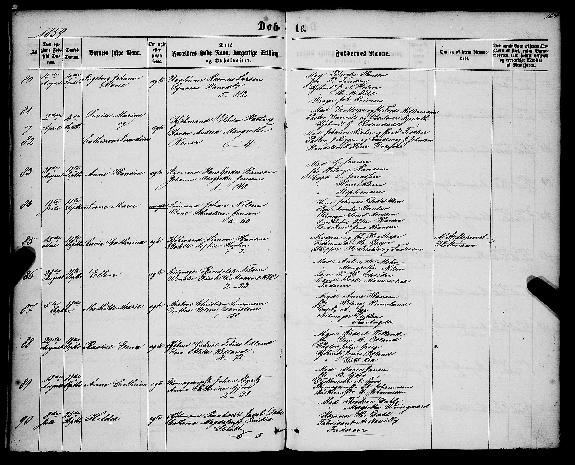 Nykirken Sokneprestembete, SAB/A-77101/H/Haa/L0015: Parish register (official) no. B 2, 1858-1869, p. 164