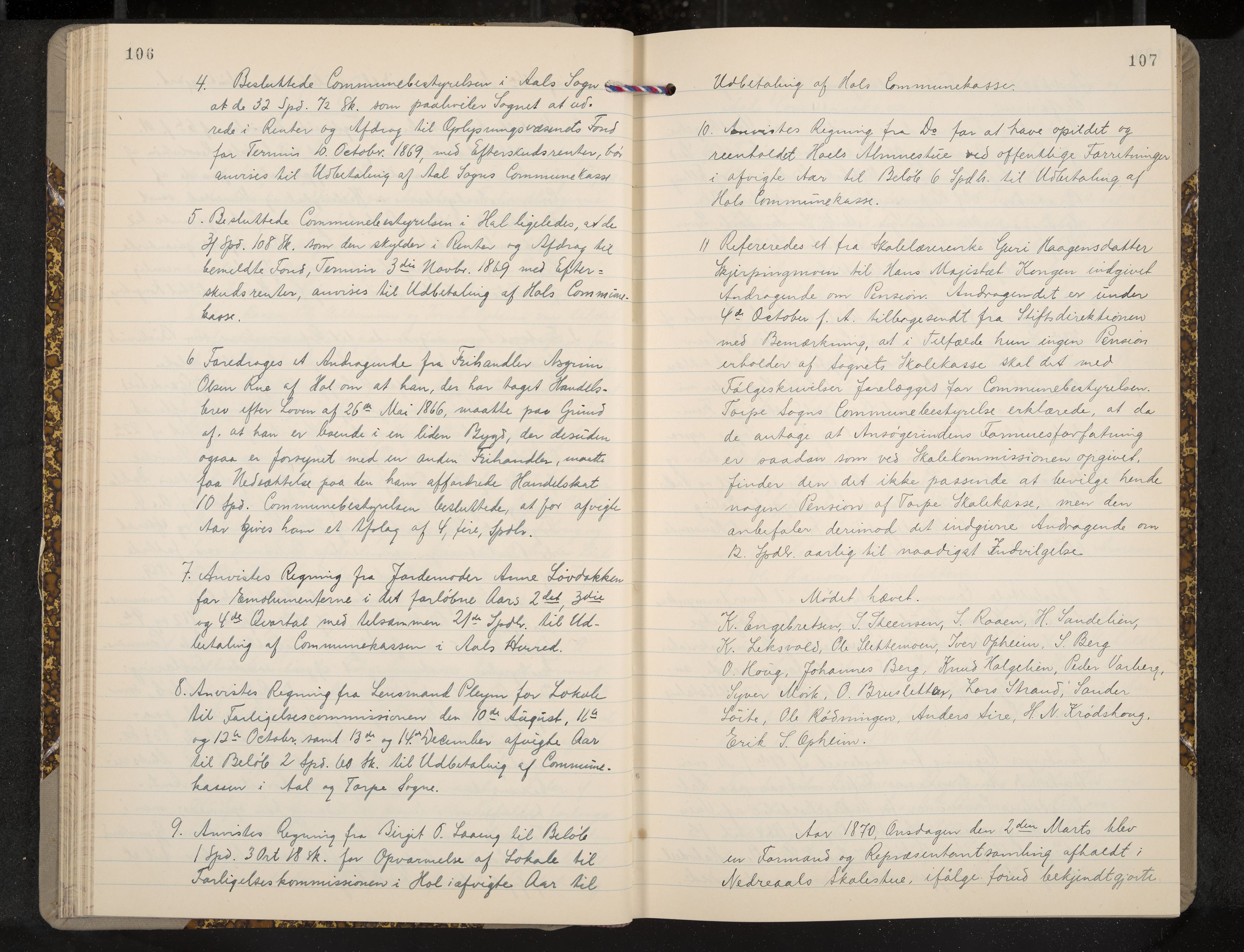 Ål formannskap og sentraladministrasjon, IKAK/0619021/A/Aa/L0003: Utskrift av møtebok, 1864-1880, p. 106-107