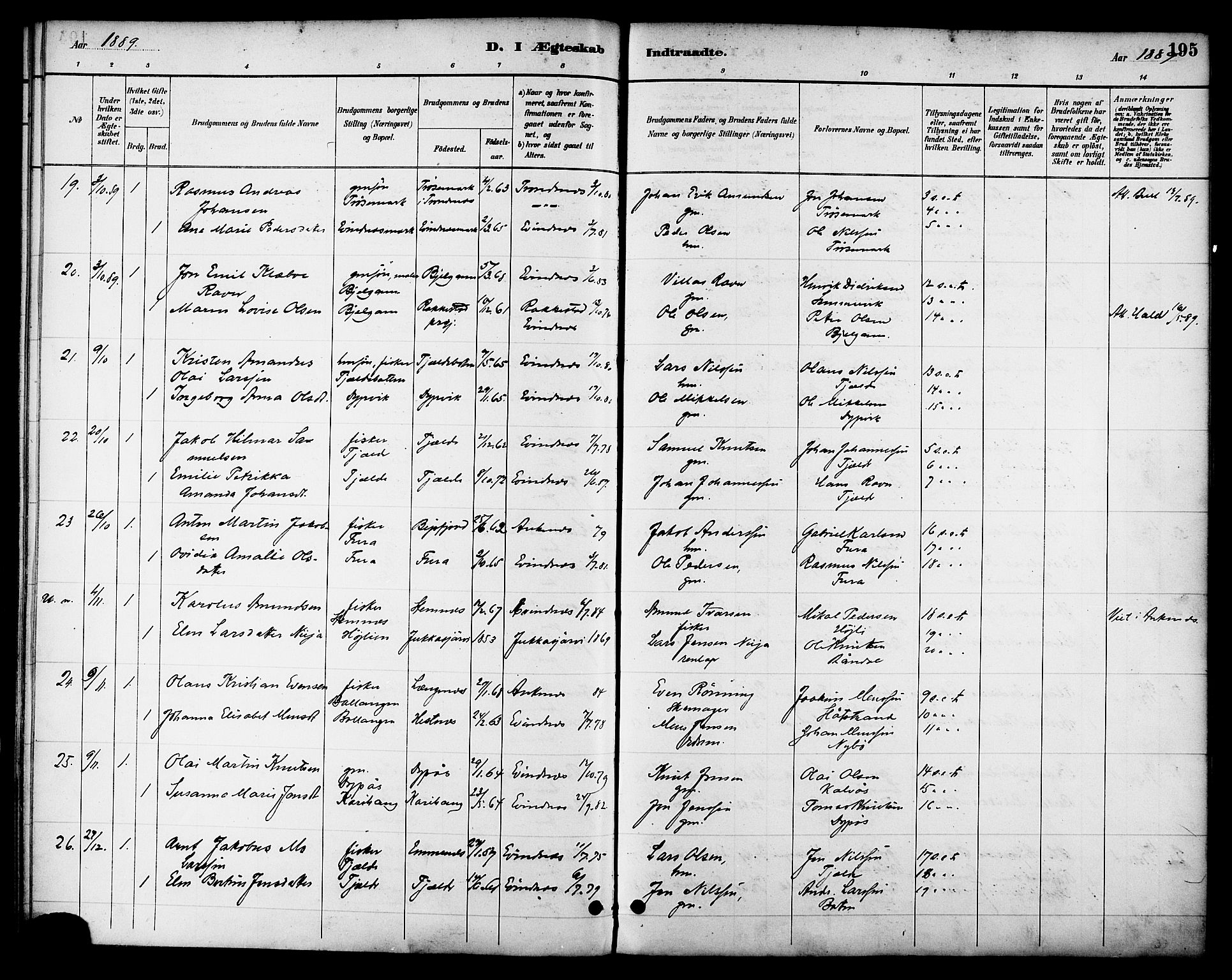 Ministerialprotokoller, klokkerbøker og fødselsregistre - Nordland, AV/SAT-A-1459/863/L0898: Parish register (official) no. 863A10, 1886-1897, p. 195