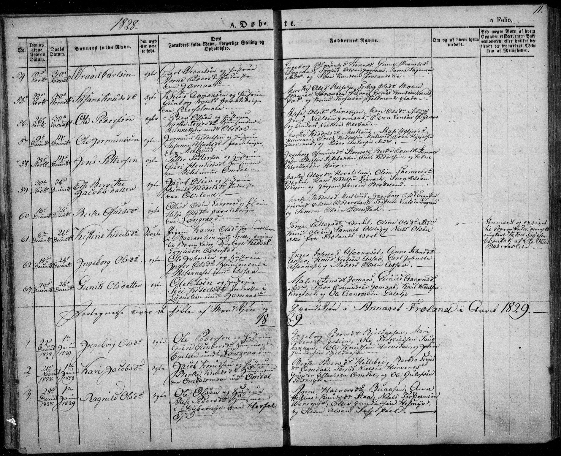 Froland sokneprestkontor, AV/SAK-1111-0013/F/Fa/L0001: Parish register (official) no. A 1, 1827-1844, p. 11