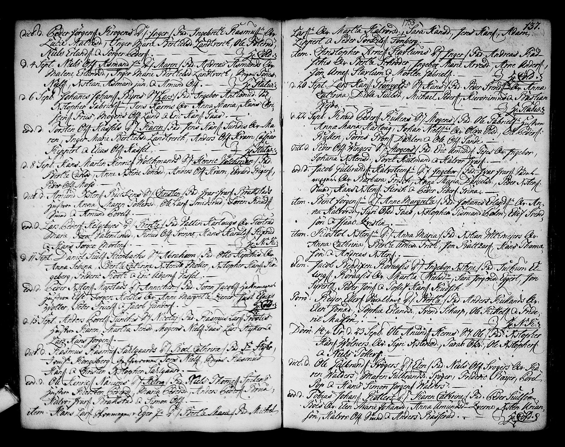Kongsberg kirkebøker, AV/SAKO-A-22/F/Fa/L0003: Parish register (official) no. I 3, 1744-1755, p. 137