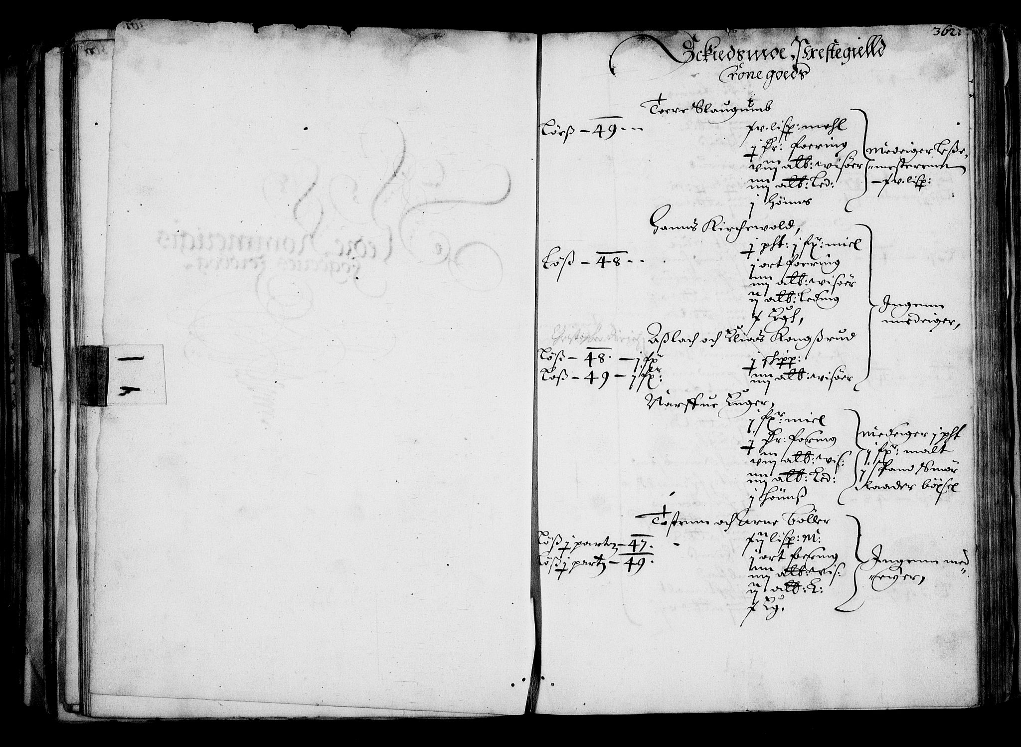 Rentekammeret inntil 1814, Realistisk ordnet avdeling, RA/EA-4070/N/Na/L0001: [XI f]: Akershus stifts jordebok, 1652, p. 361b-362a