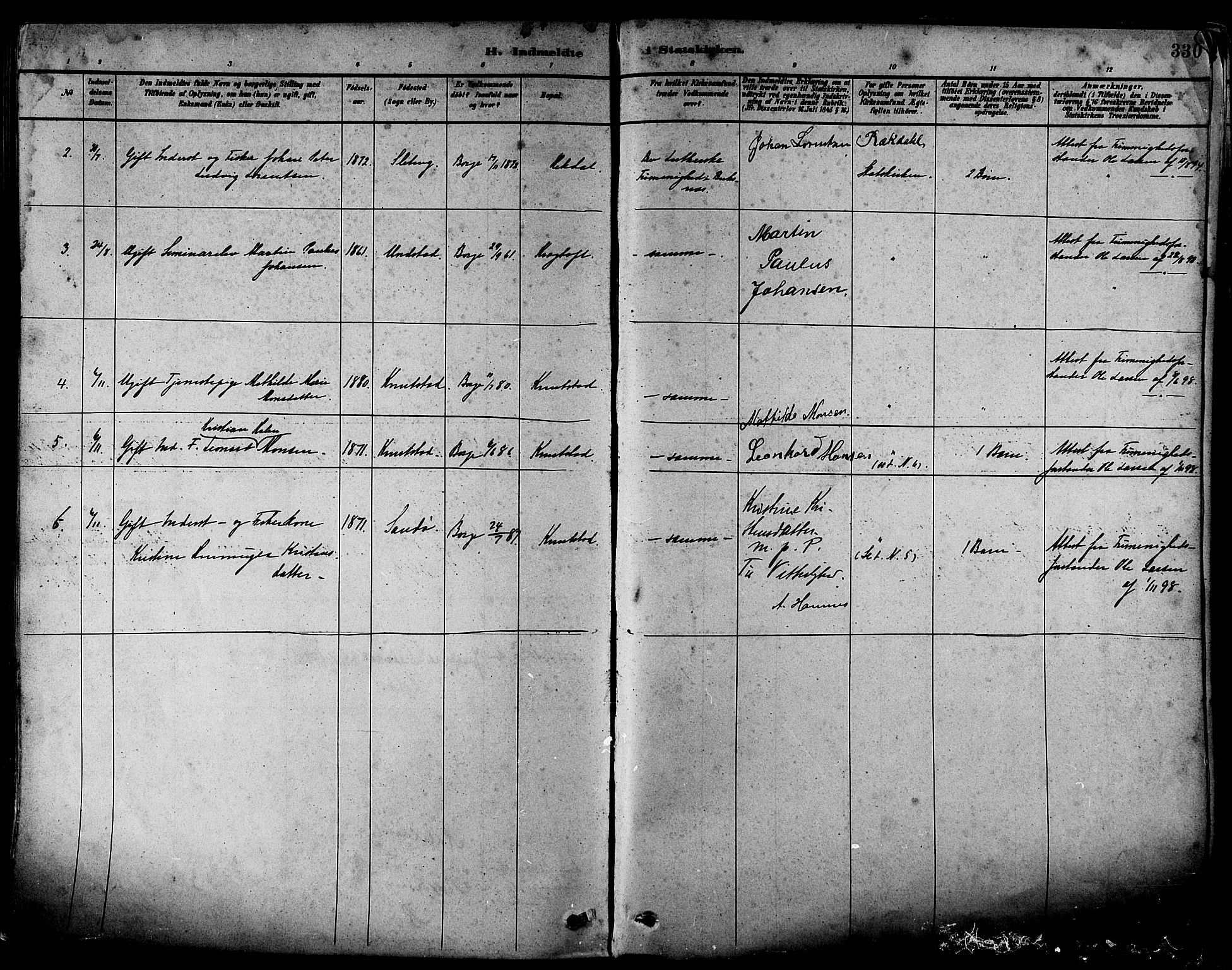 Ministerialprotokoller, klokkerbøker og fødselsregistre - Nordland, SAT/A-1459/880/L1133: Parish register (official) no. 880A07, 1888-1898, p. 330