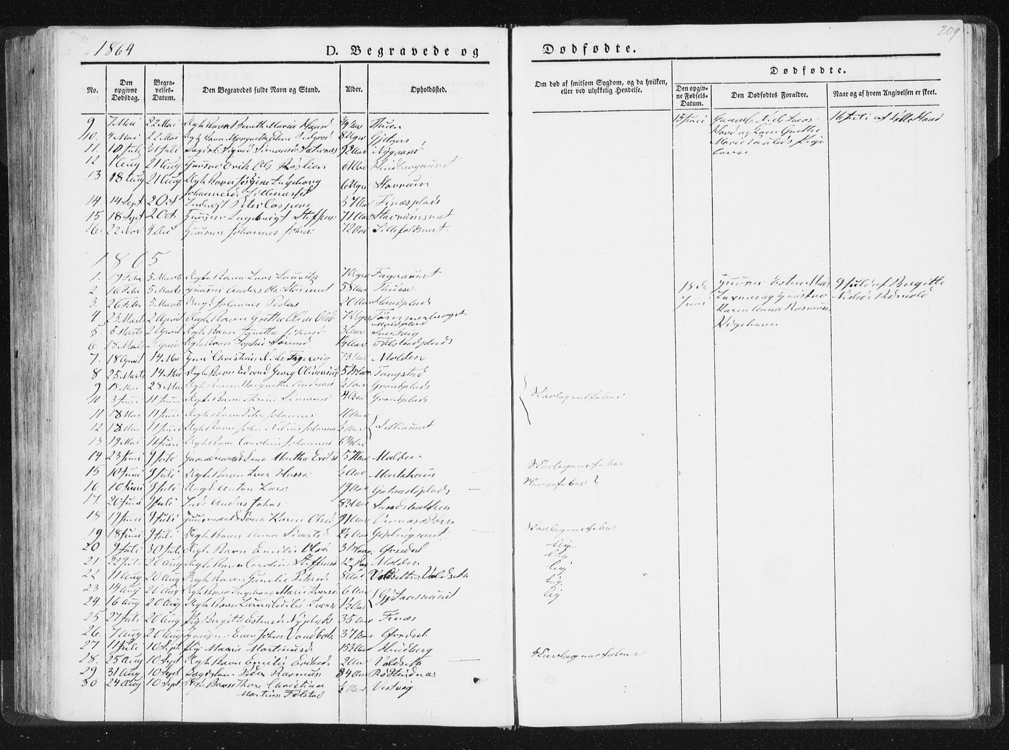 Ministerialprotokoller, klokkerbøker og fødselsregistre - Nord-Trøndelag, SAT/A-1458/744/L0418: Parish register (official) no. 744A02, 1843-1866, p. 209