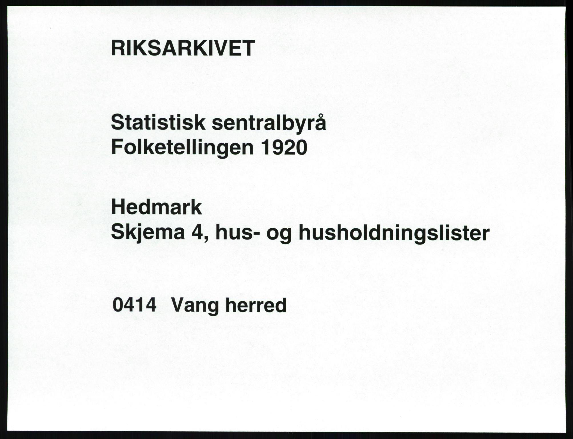 SAH, 1920 census for Vang (Hedmark), 1920, p. 55