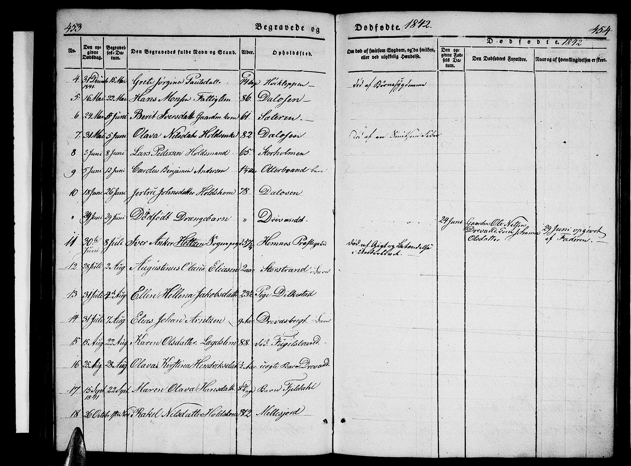 Ministerialprotokoller, klokkerbøker og fødselsregistre - Nordland, AV/SAT-A-1459/825/L0364: Parish register (copy) no. 825C01, 1841-1863, p. 453-454