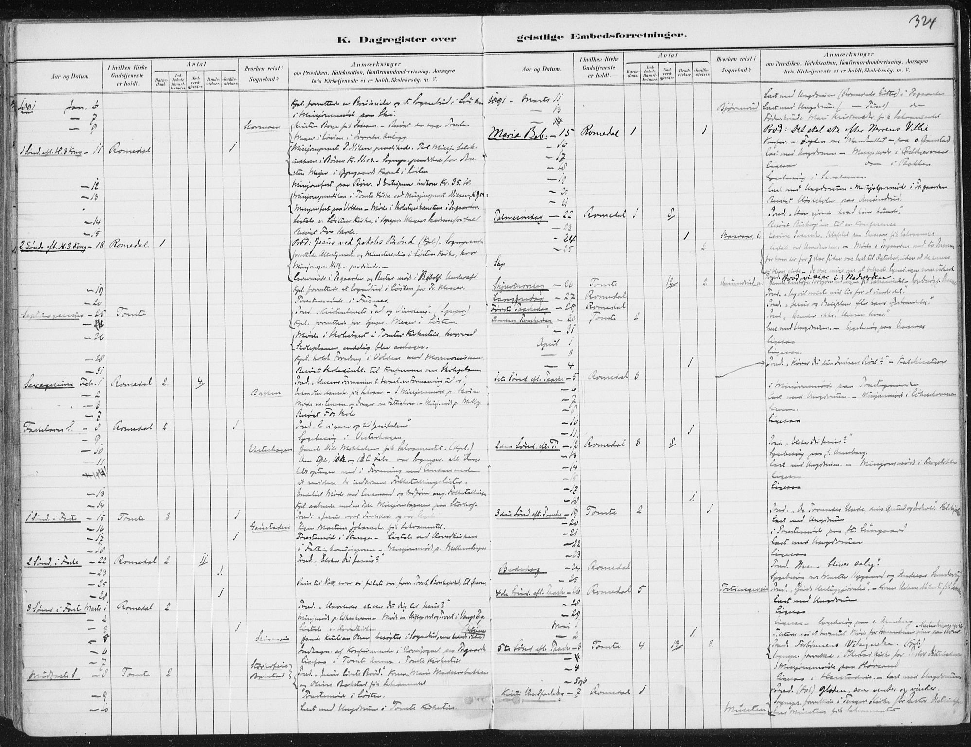 Romedal prestekontor, AV/SAH-PREST-004/K/L0010: Parish register (official) no. 10, 1880-1895, p. 324