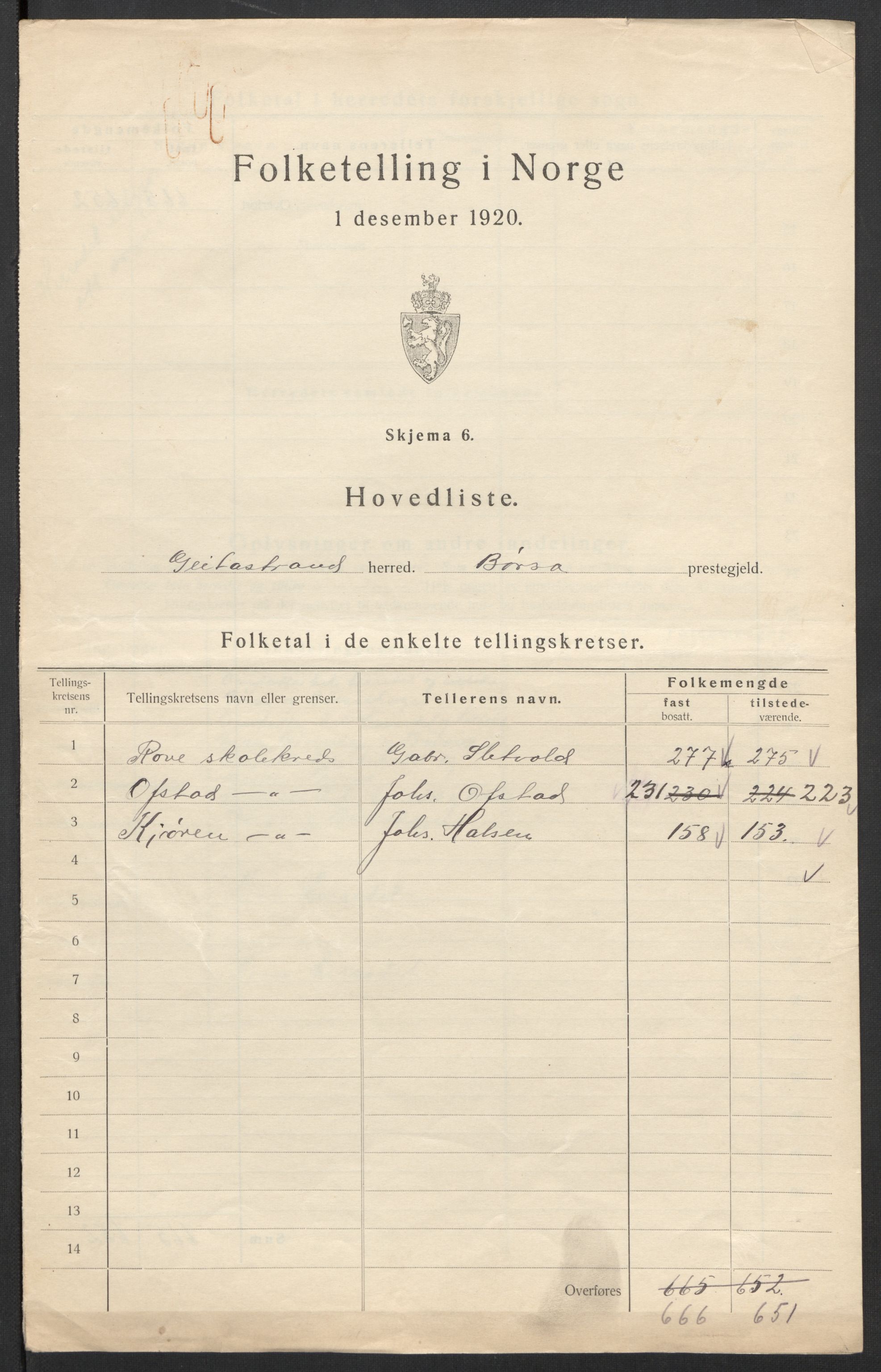 SAT, 1920 census for Geitastrand, 1920, p. 7
