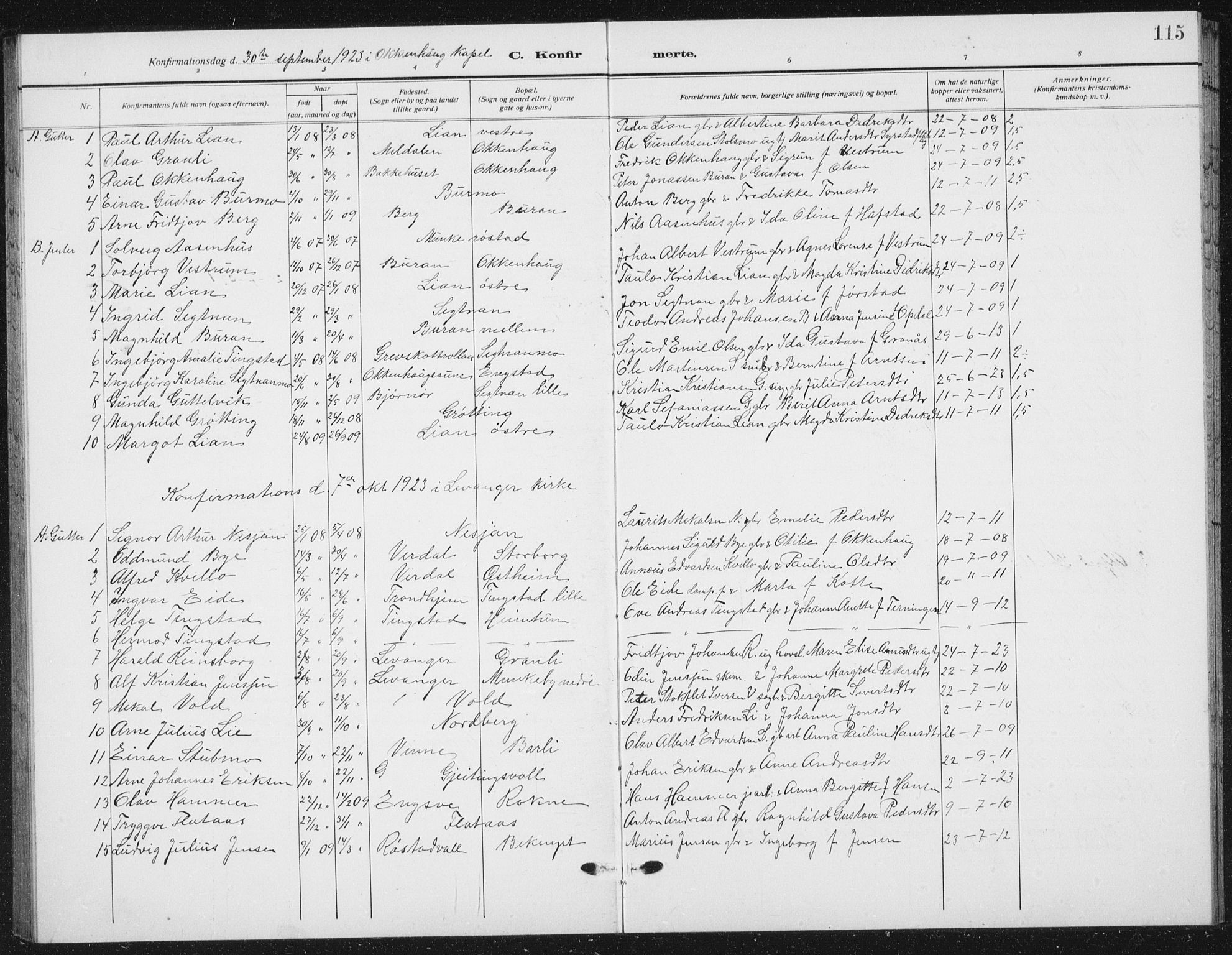 Ministerialprotokoller, klokkerbøker og fødselsregistre - Nord-Trøndelag, SAT/A-1458/721/L0209: Parish register (copy) no. 721C02, 1918-1940, p. 115